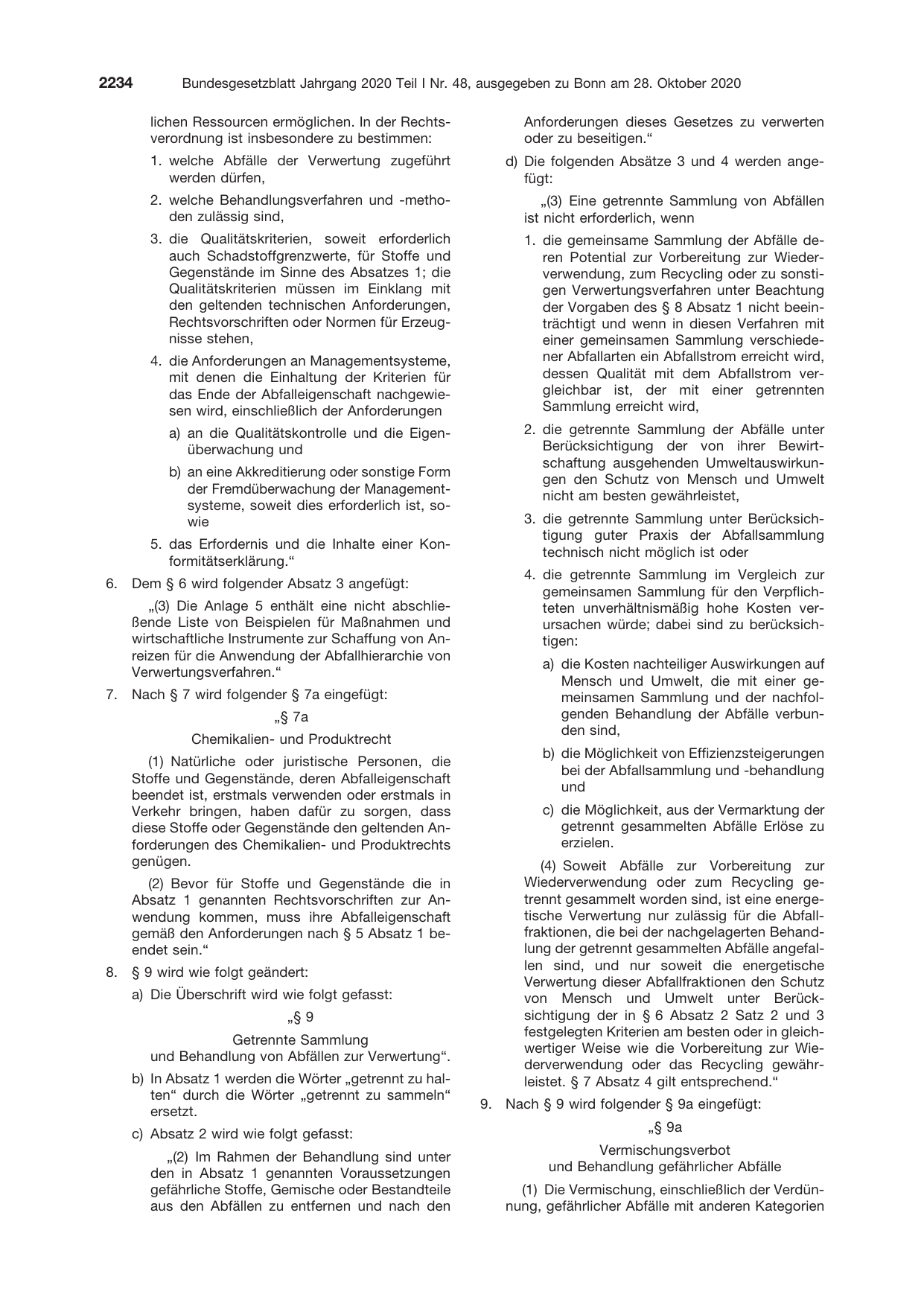 BGBl. 2020, Seite 2234 — Originalseite als Abbildung