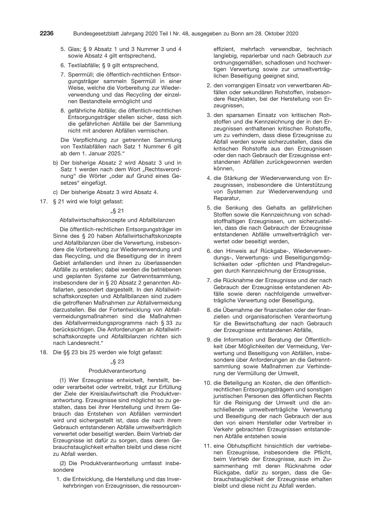 BGBl. 2020, Seite 2236 — Originalseite als Abbildung