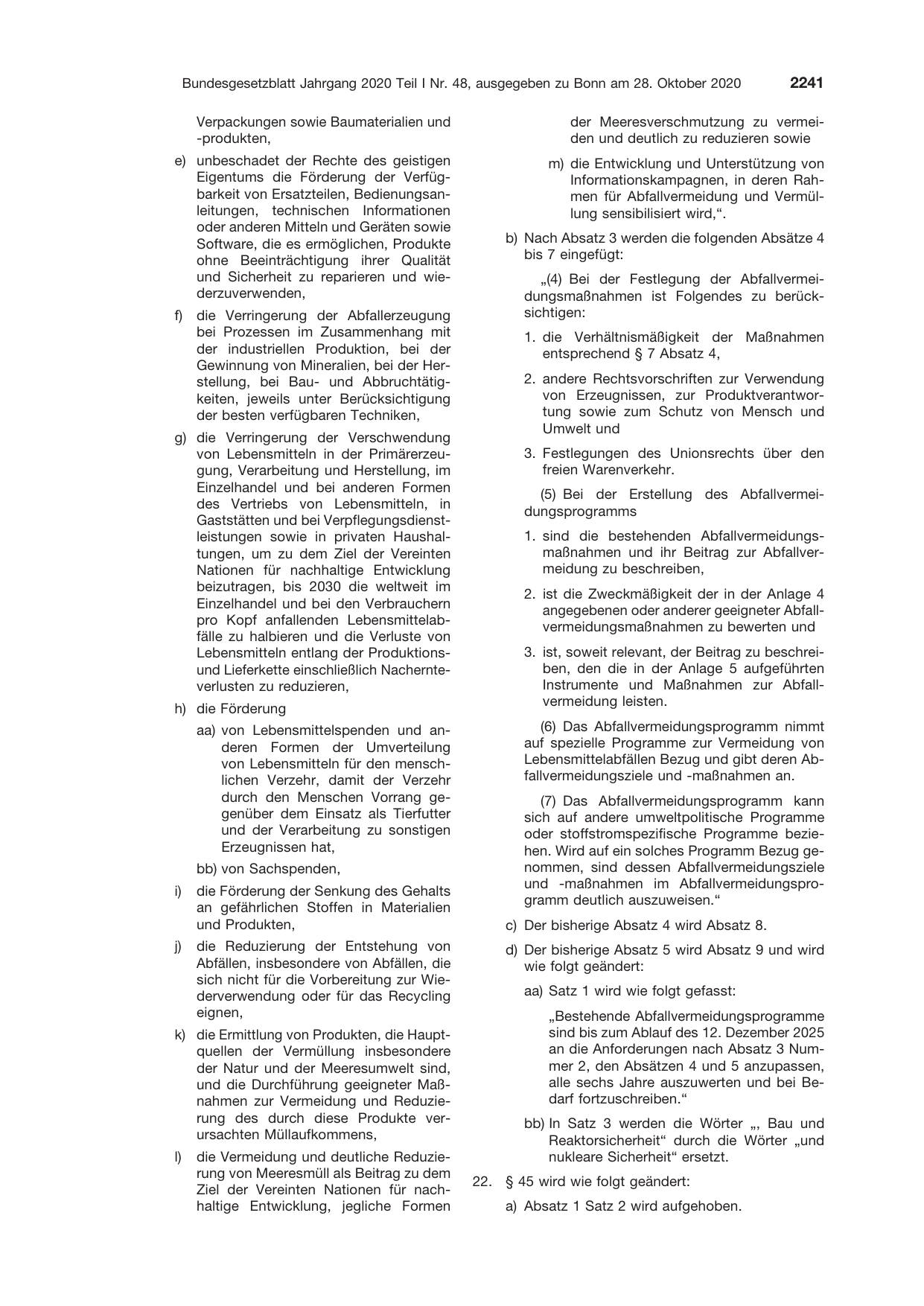 BGBl. 2020, Seite 2241 — Originalseite als Abbildung