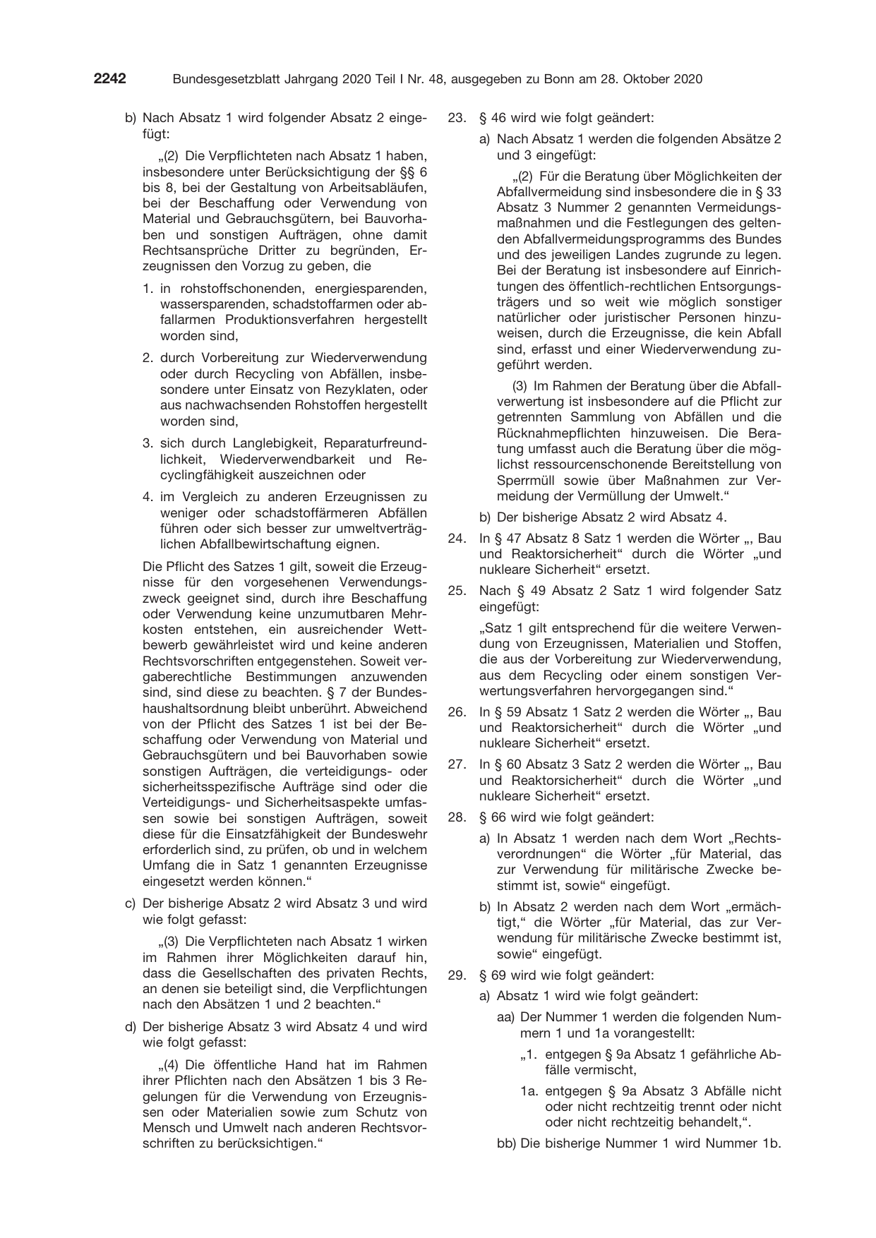 BGBl. 2020, Seite 2242 — Originalseite als Abbildung
