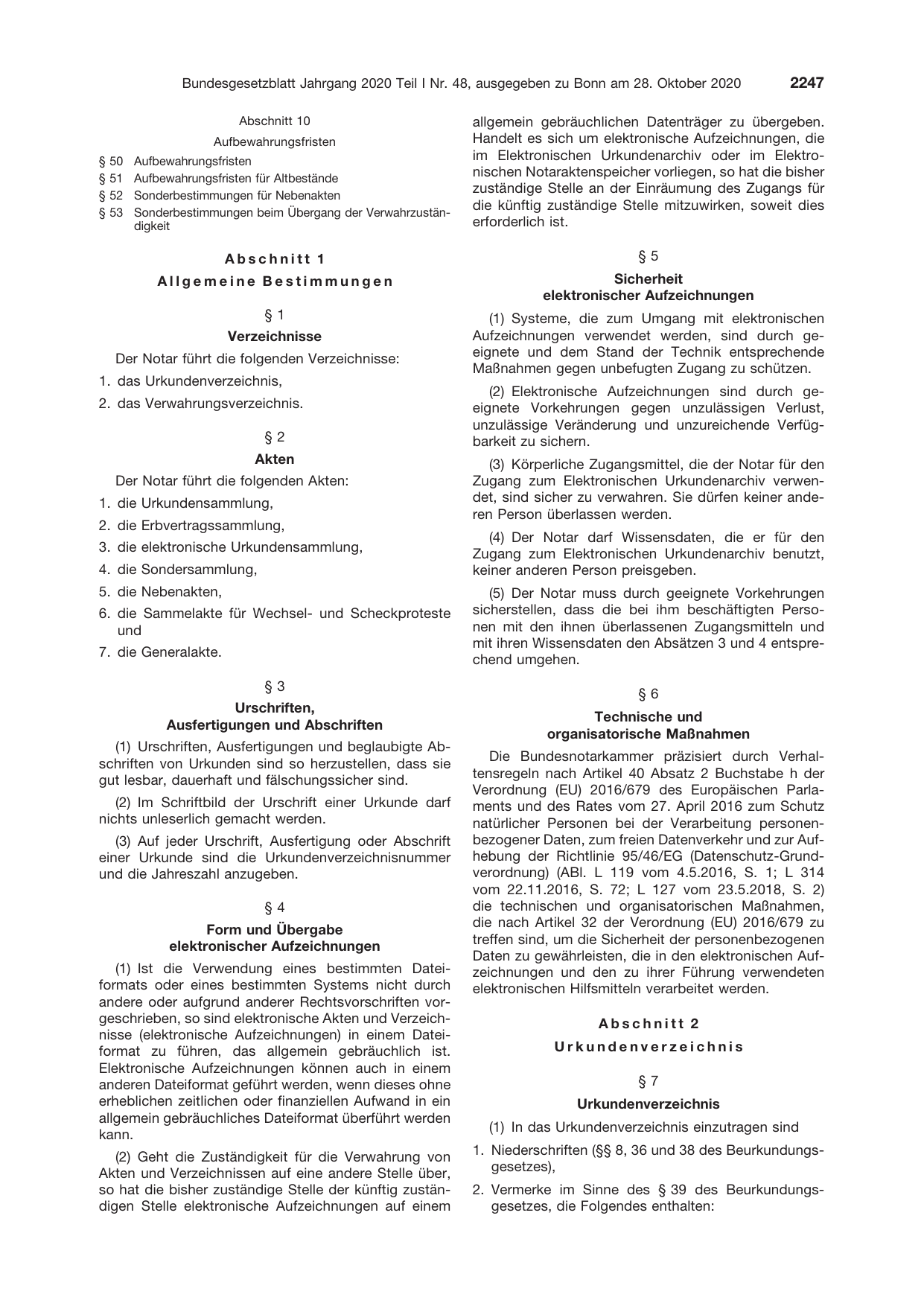 BGBl. 2020, Seite 2247 — Originalseite als Abbildung