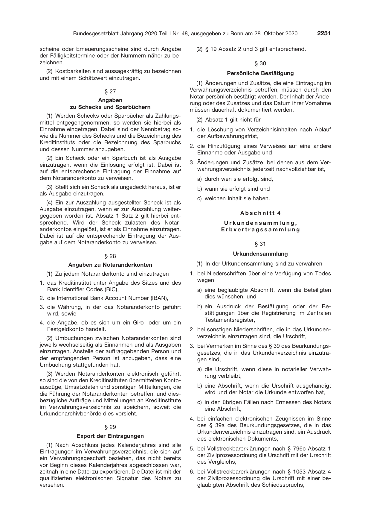 BGBl. 2020, Seite 2251 — Originalseite als Abbildung