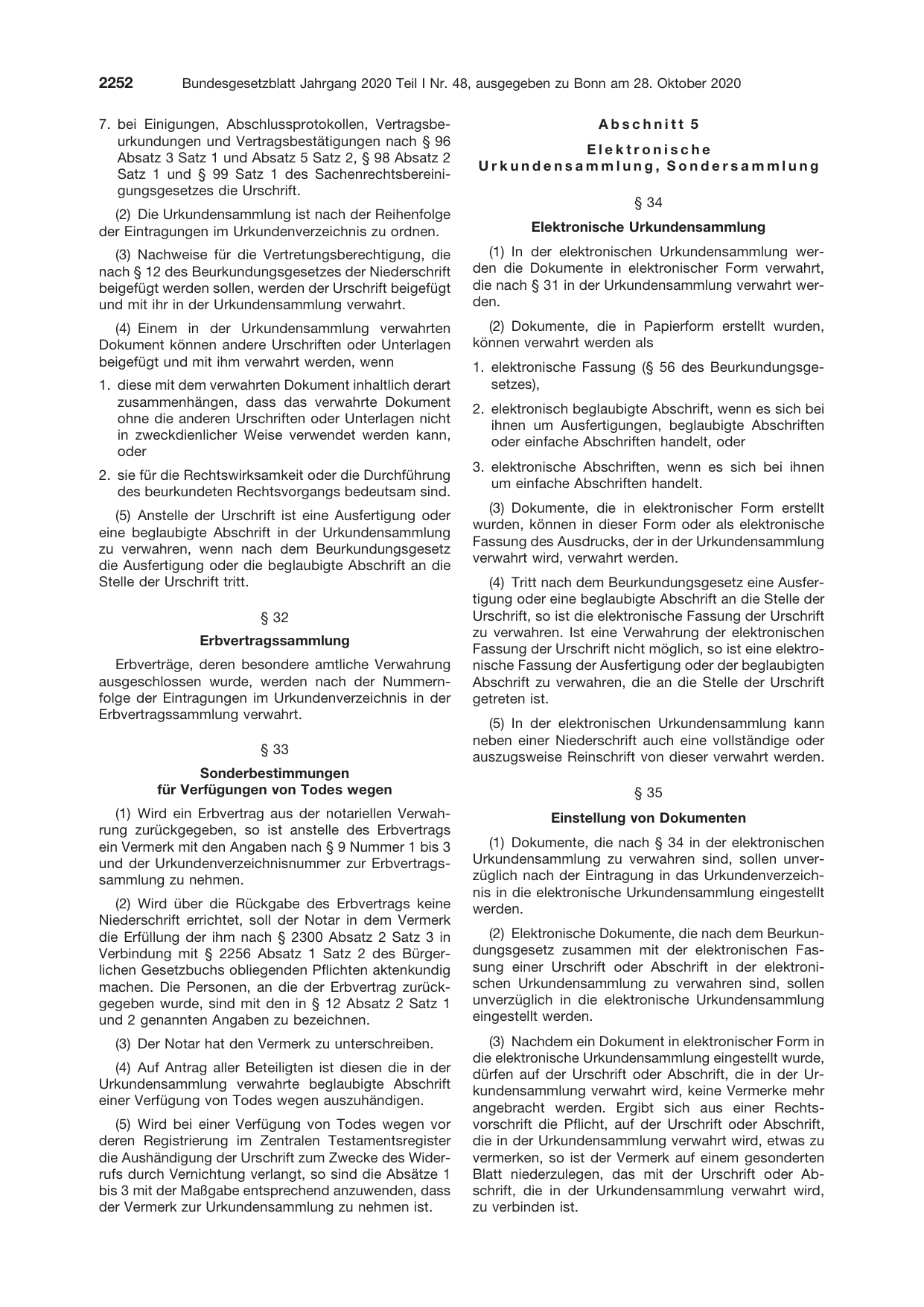 BGBl. 2020, Seite 2252 — Originalseite als Abbildung