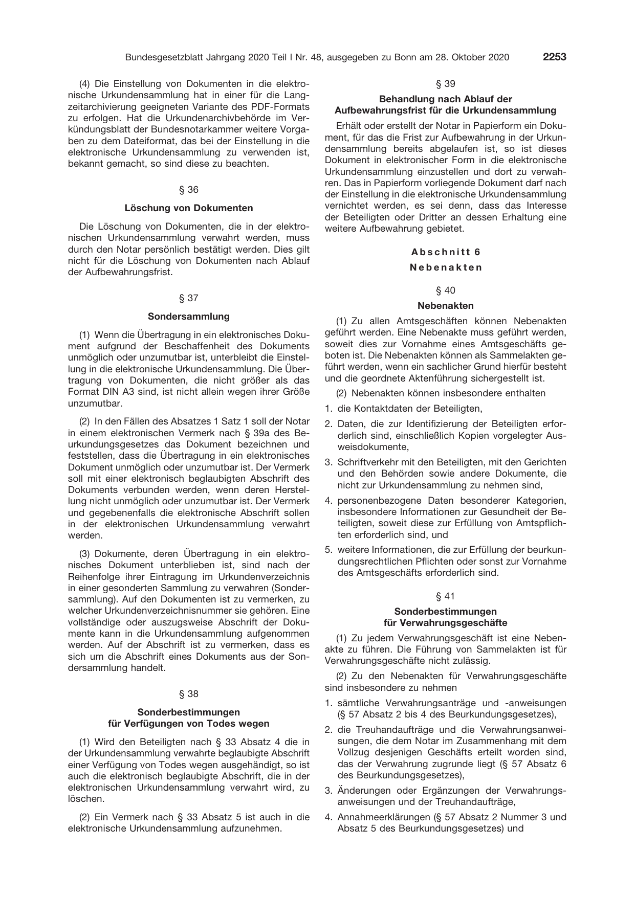 BGBl. 2020, Seite 2253 — Originalseite als Abbildung