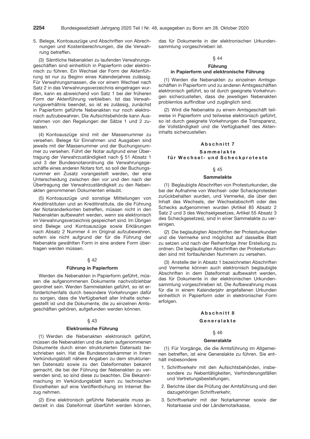 BGBl. 2020, Seite 2254 — Originalseite als Abbildung