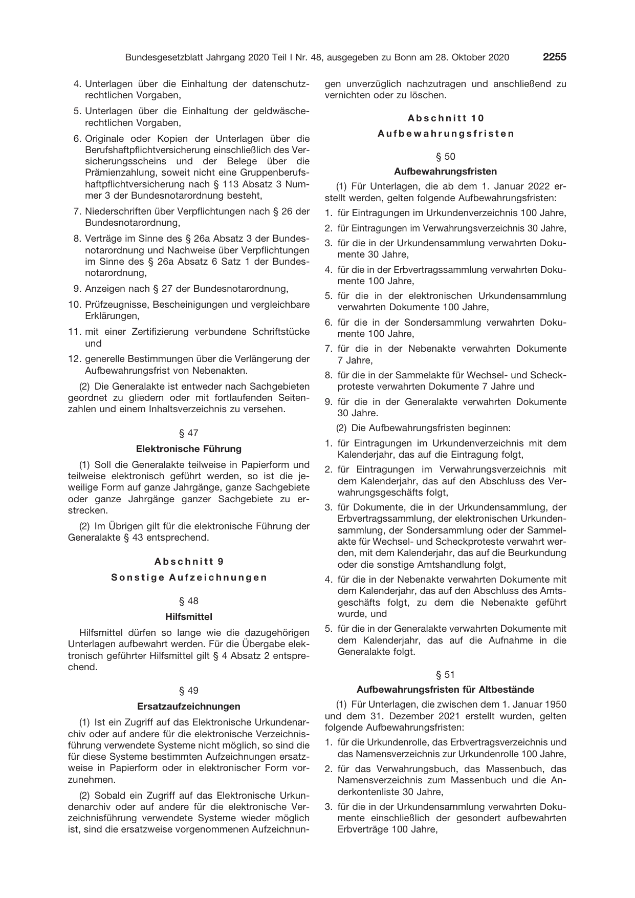 BGBl. 2020, Seite 2255 — Originalseite als Abbildung