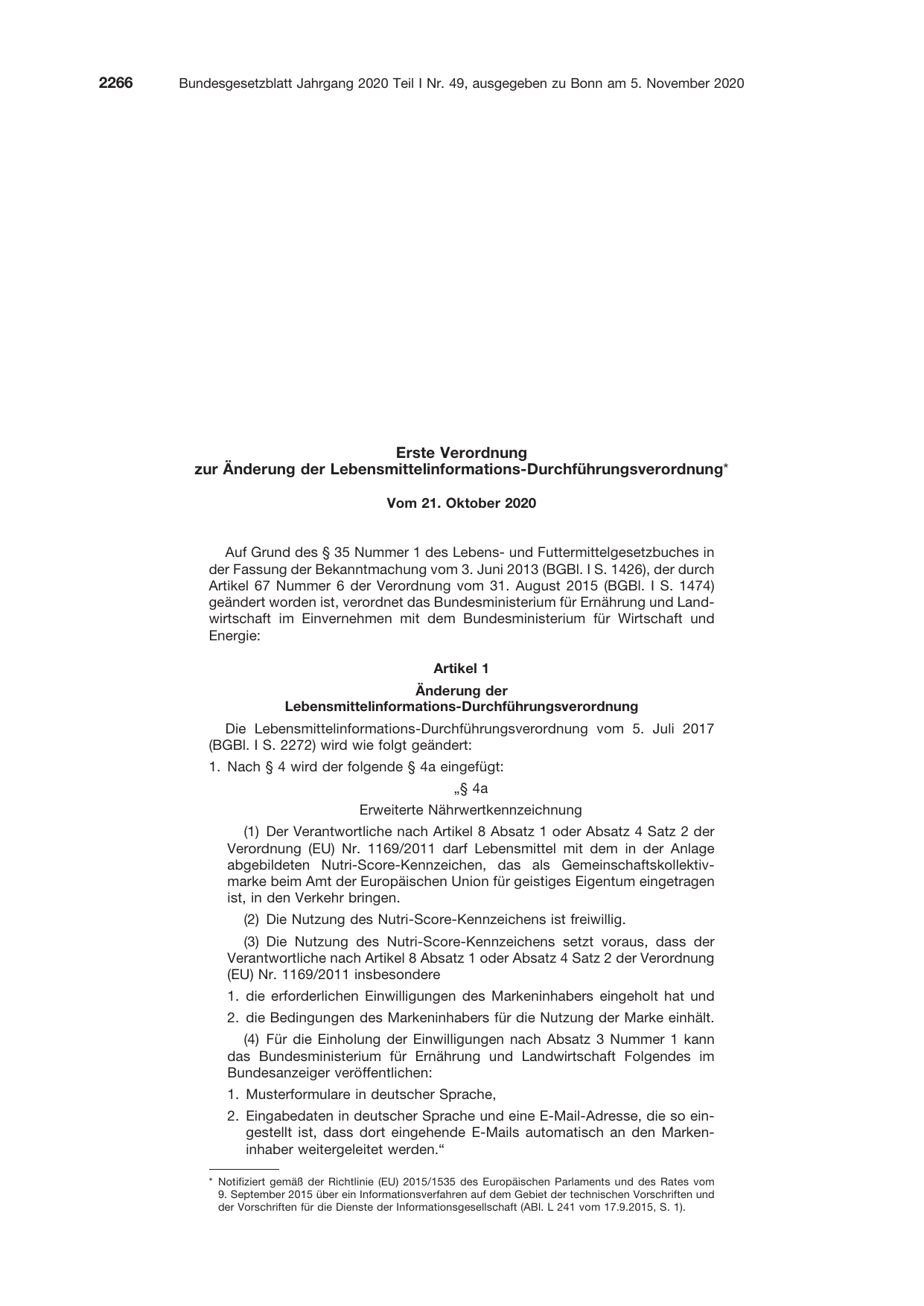 BGBl. 2020, Seite 2266 — Originalseite als Abbildung