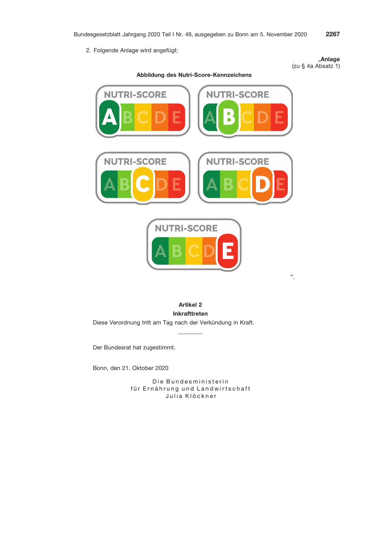 BGBl. 2020, Seite 2267 — Originalseite als Abbildung