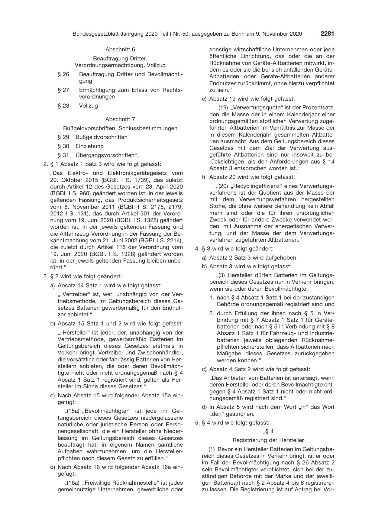 BGBl. 2020, Seite 2281 — Originalseite als Abbildung