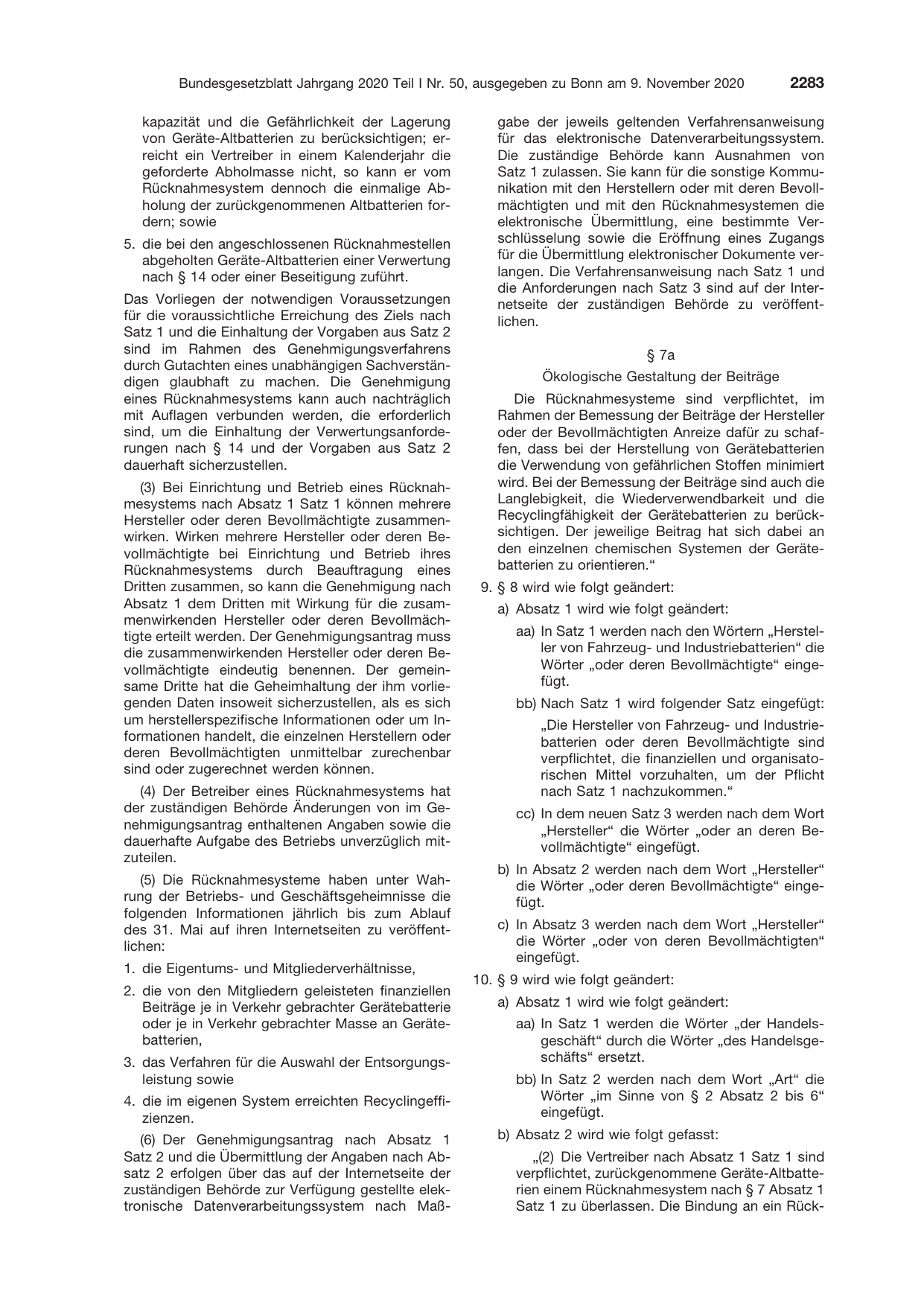 BGBl. 2020, Seite 2283 — Originalseite als Abbildung