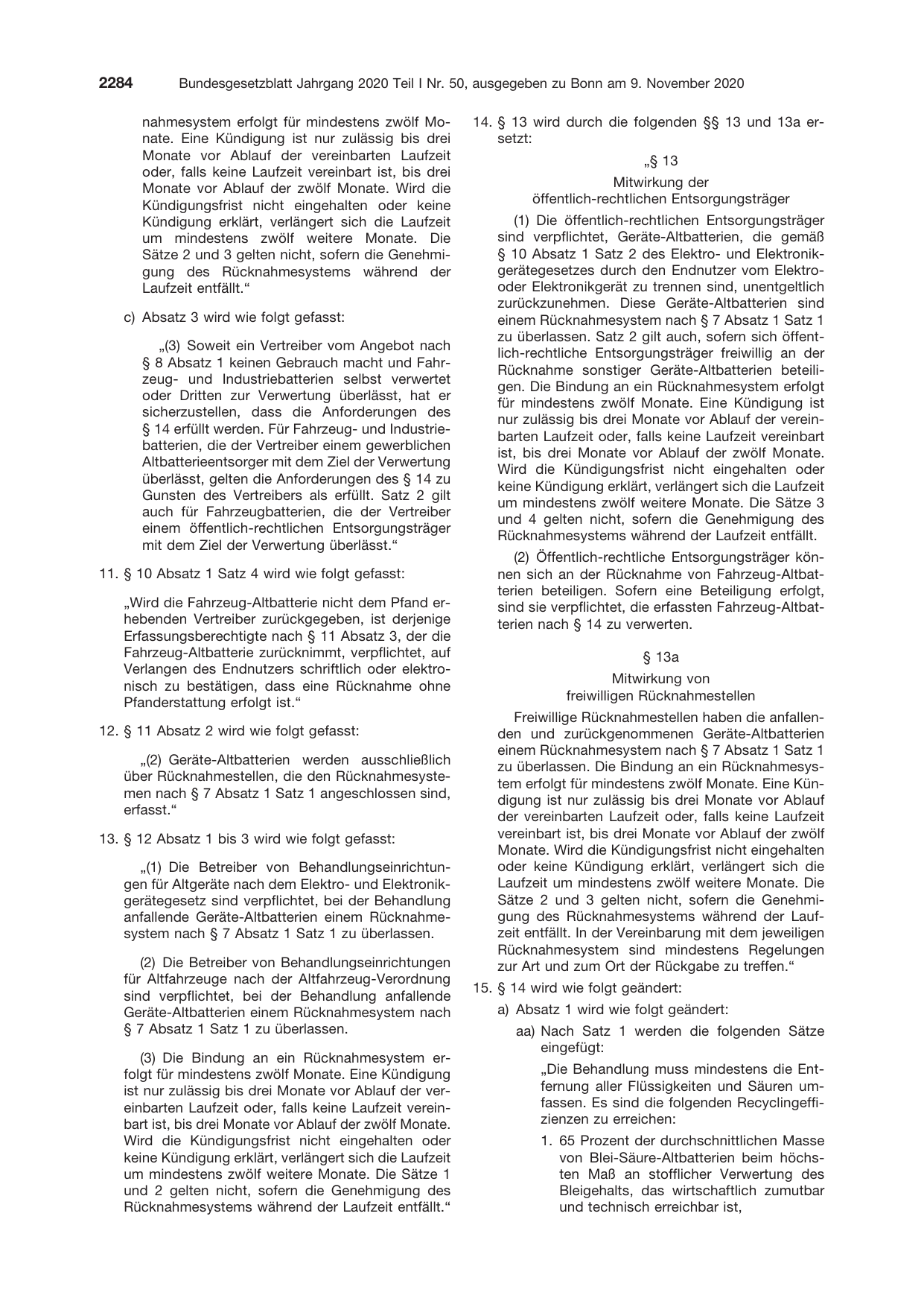 BGBl. 2020, Seite 2284 — Originalseite als Abbildung