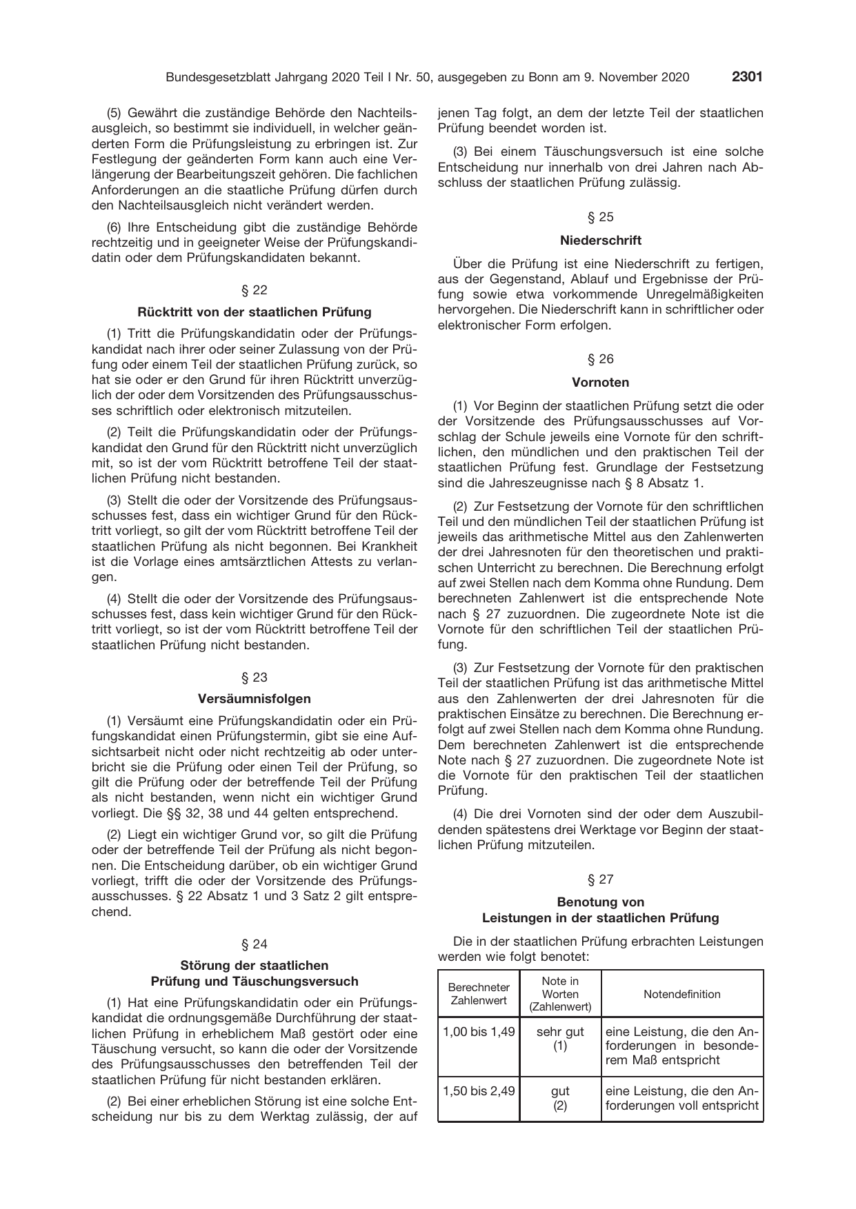 BGBl. 2020, Seite 2301 — Originalseite als Abbildung