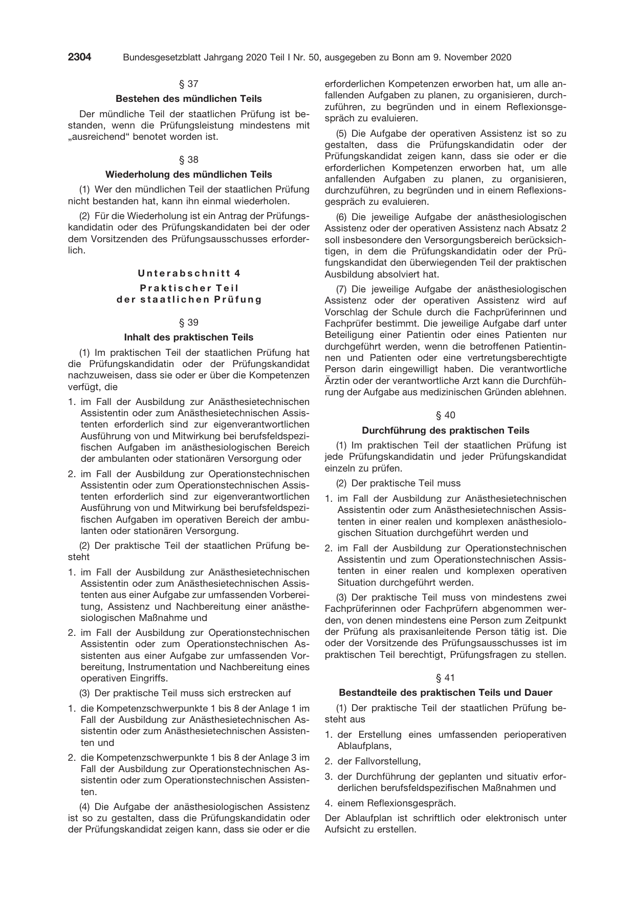 BGBl. 2020, Seite 2304 — Originalseite als Abbildung