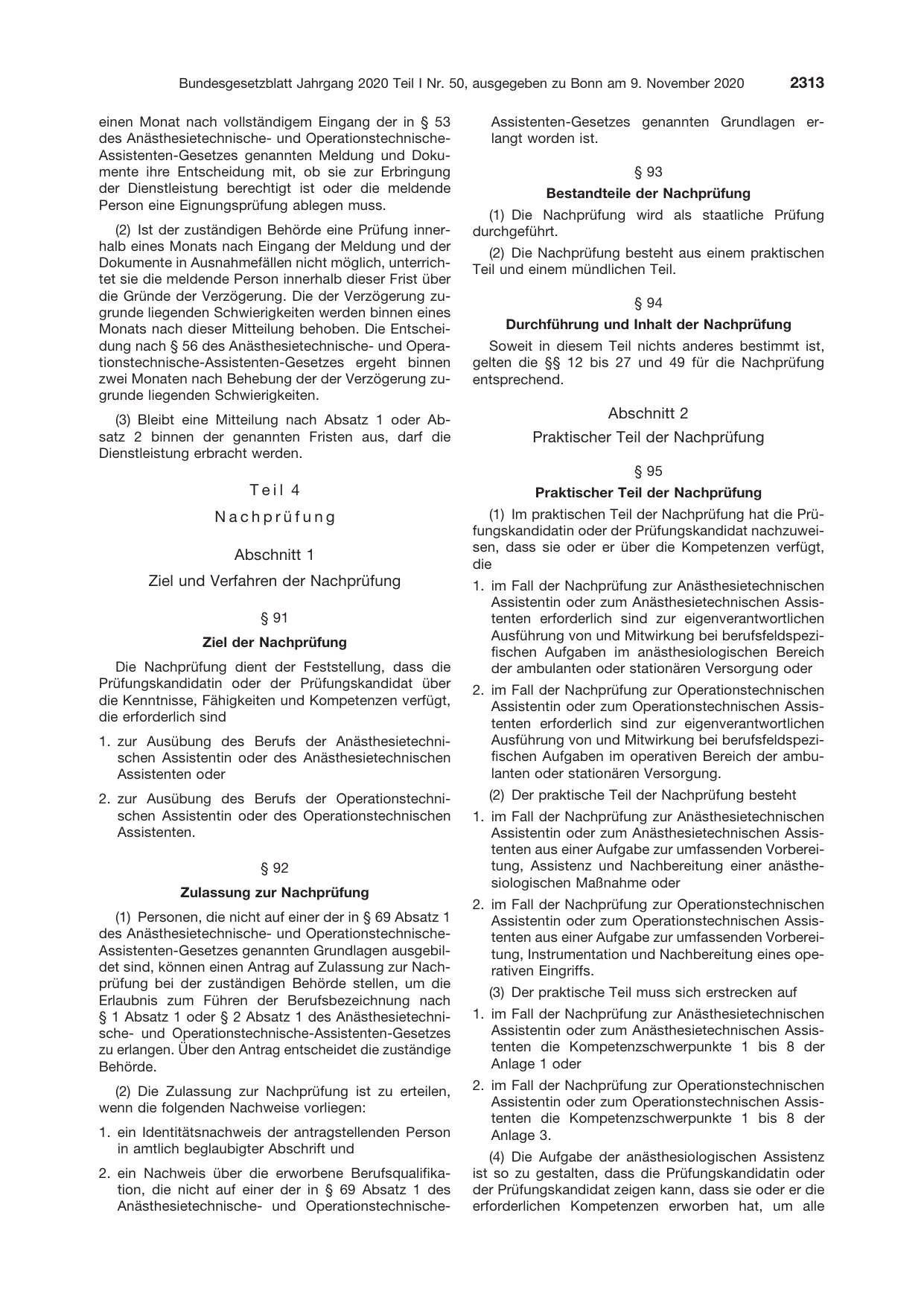 BGBl. 2020, Seite 2313 — Originalseite als Abbildung