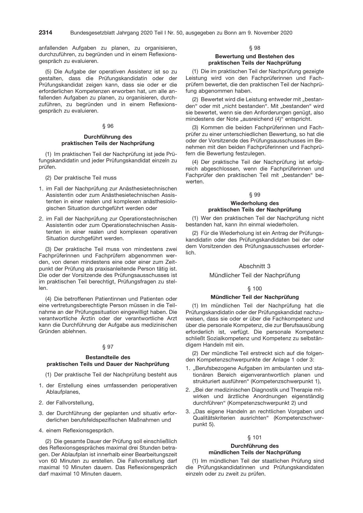 BGBl. 2020, Seite 2314 — Originalseite als Abbildung