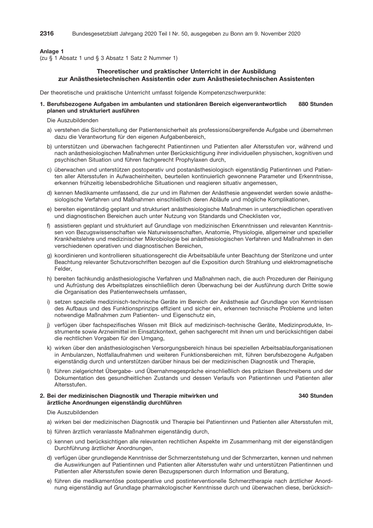 BGBl. 2020, Seite 2316 — Originalseite als Abbildung