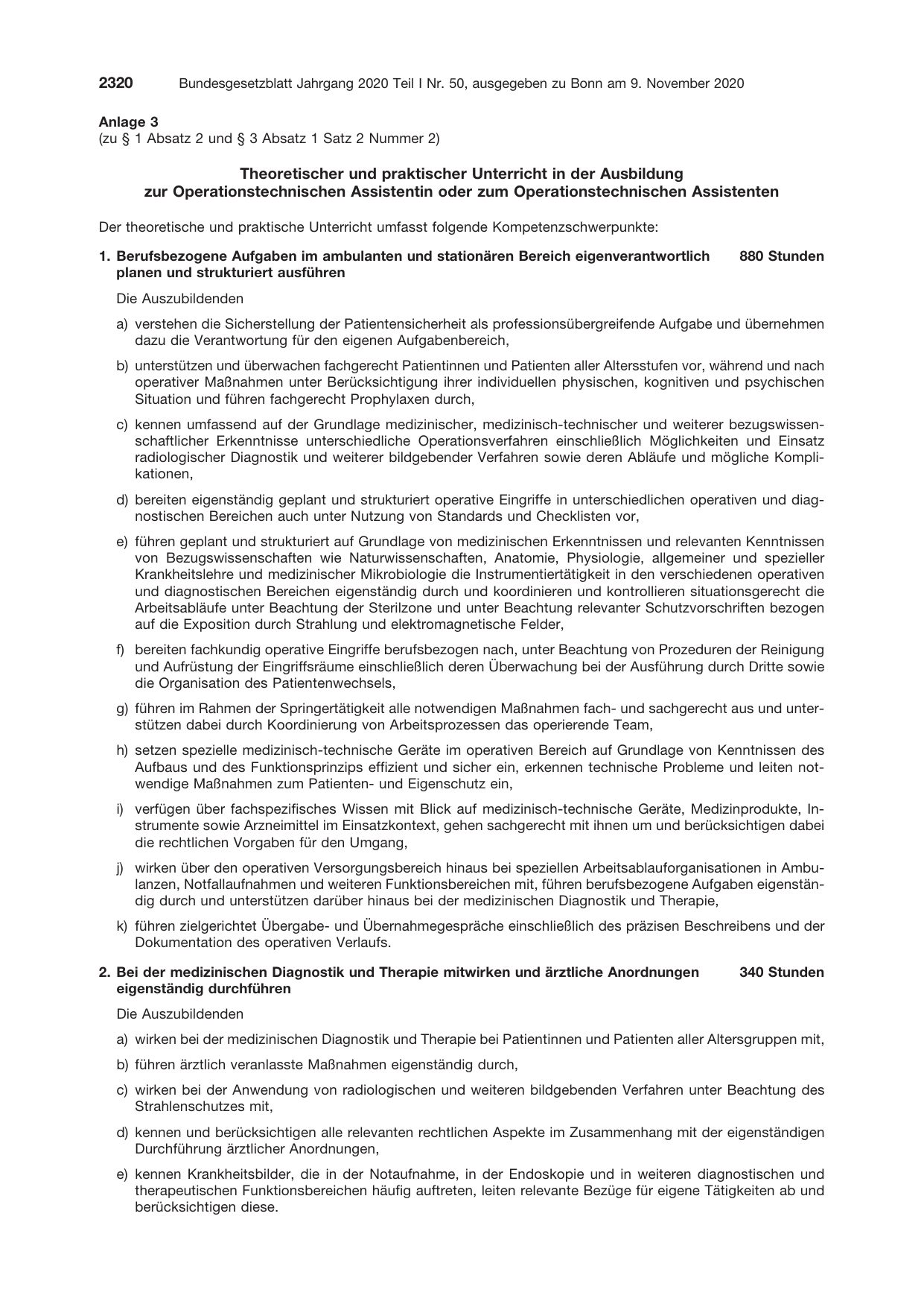 BGBl. 2020, Seite 2320 — Originalseite als Abbildung