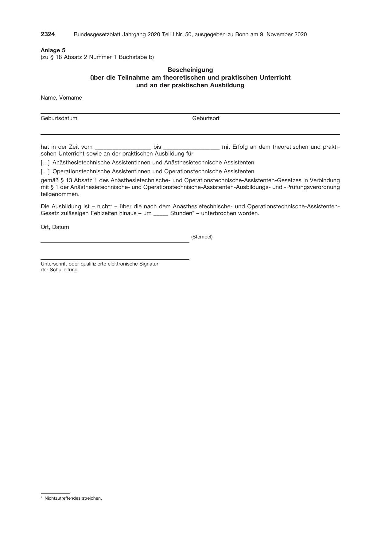 BGBl. 2020, Seite 2324 — Originalseite als Abbildung