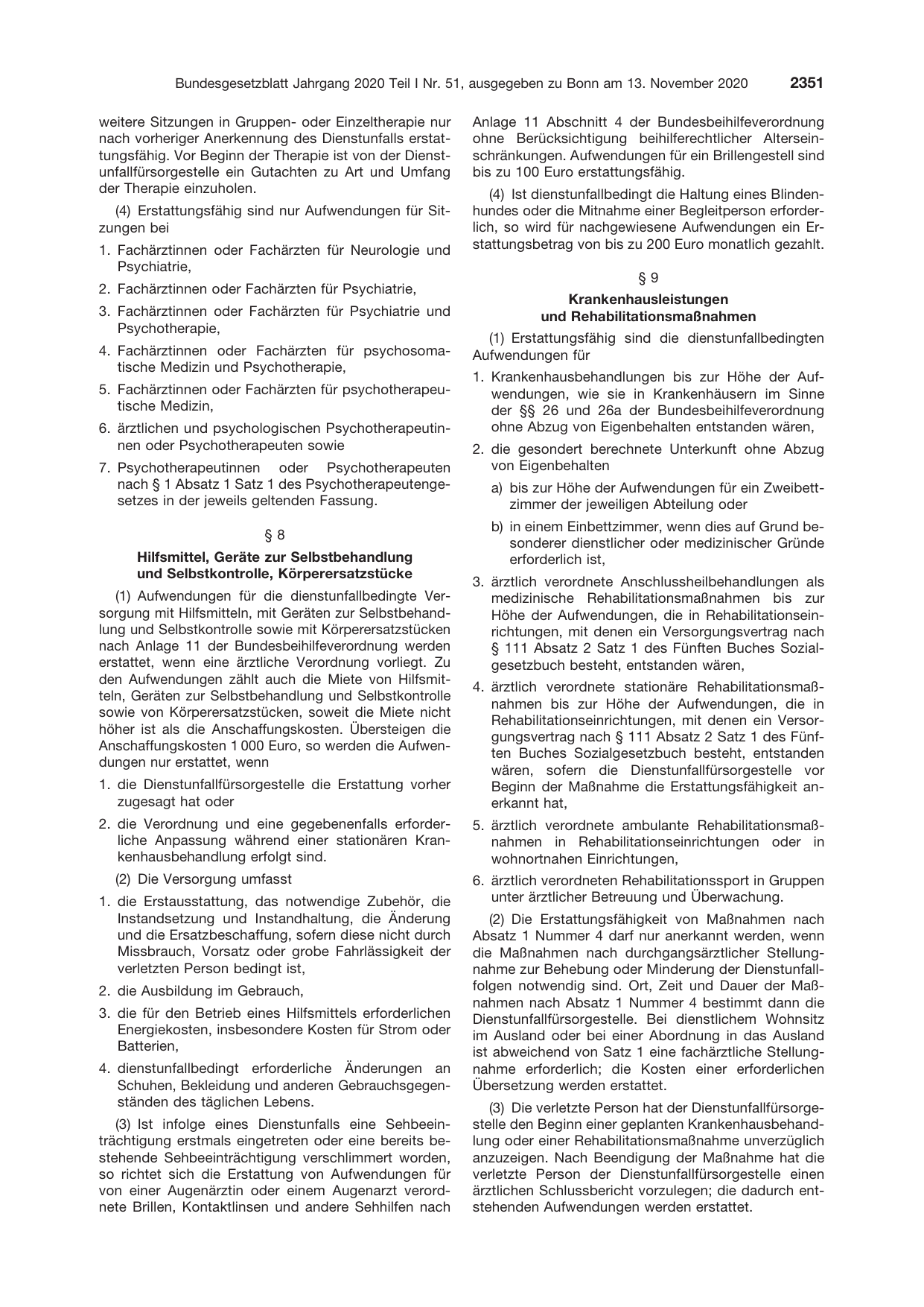 BGBl. 2020, Seite 2351 — Originalseite als Abbildung