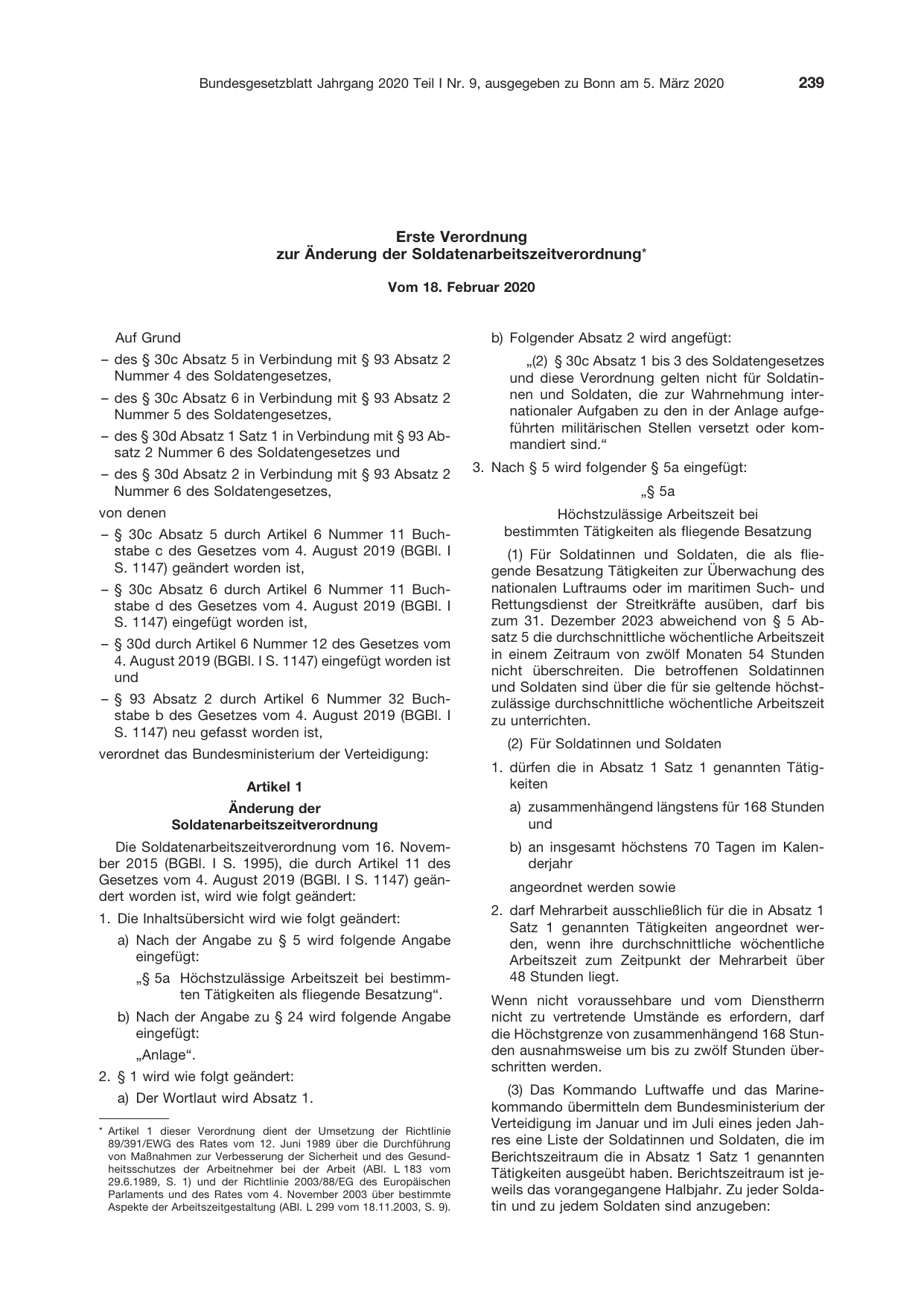 BGBl. 2020, Seite 239 — Originalseite als Abbildung