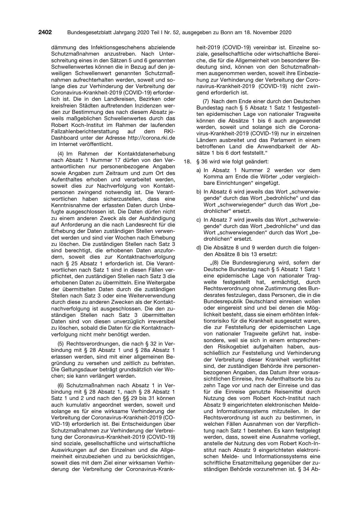 BGBl. 2020, Seite 2402 — Originalseite als Abbildung