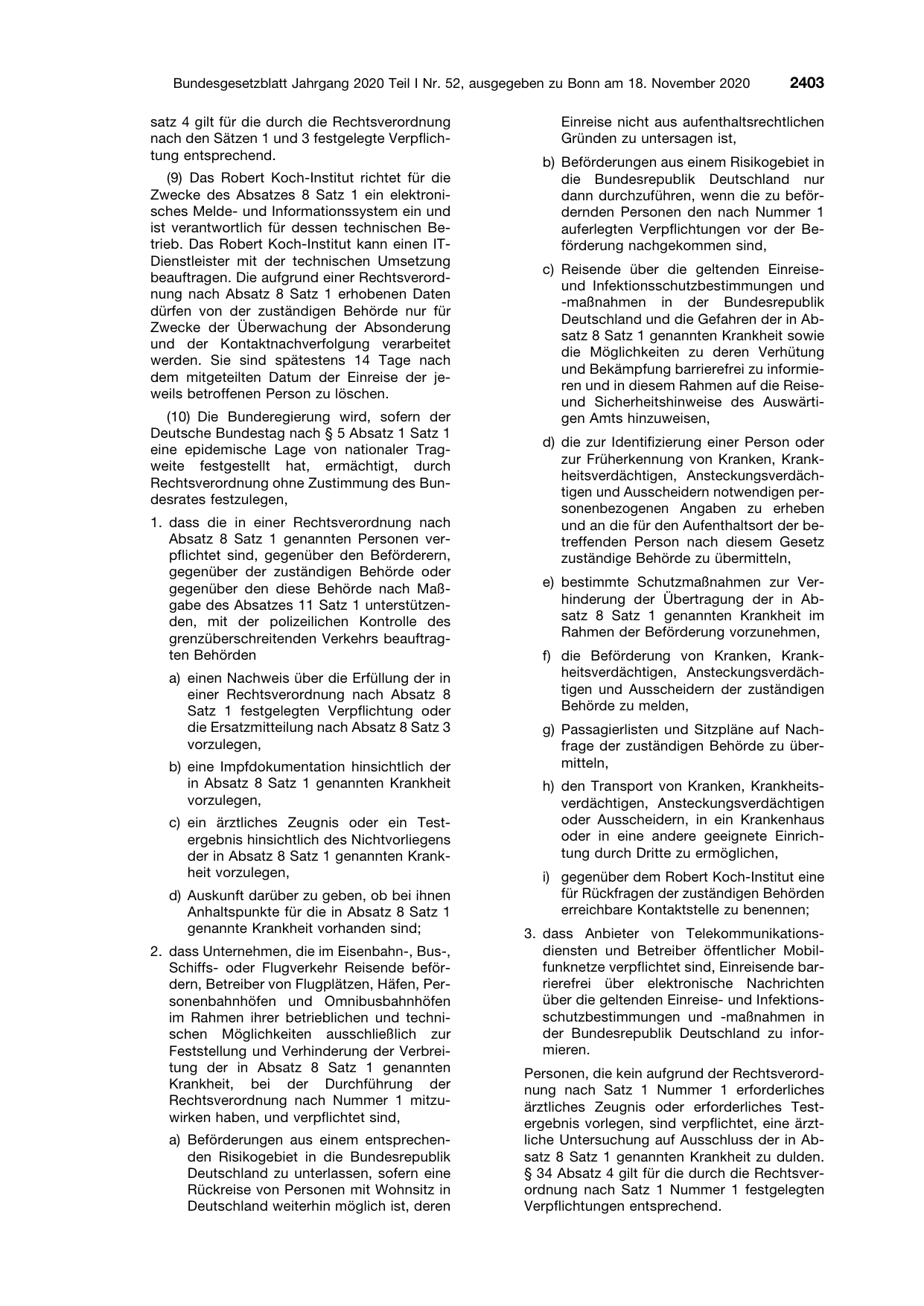 BGBl. 2020, Seite 2403 — Originalseite als Abbildung
