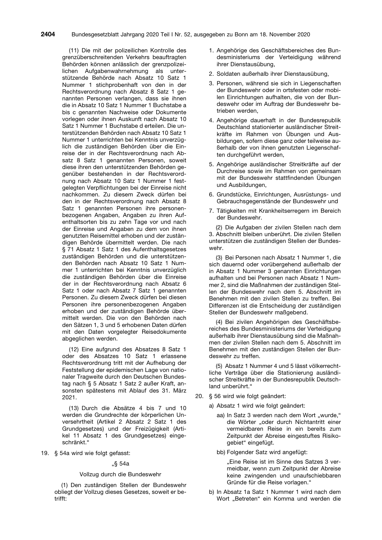 BGBl. 2020, Seite 2404 — Originalseite als Abbildung