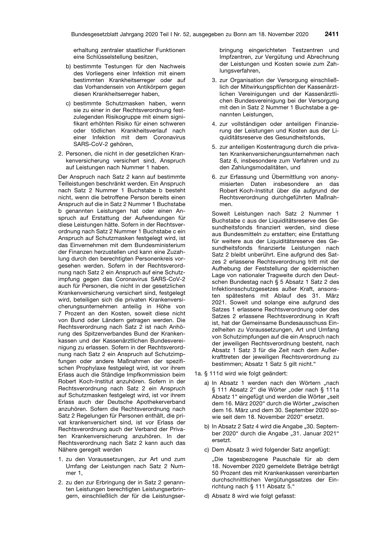 BGBl. 2020, Seite 2411 — Originalseite als Abbildung