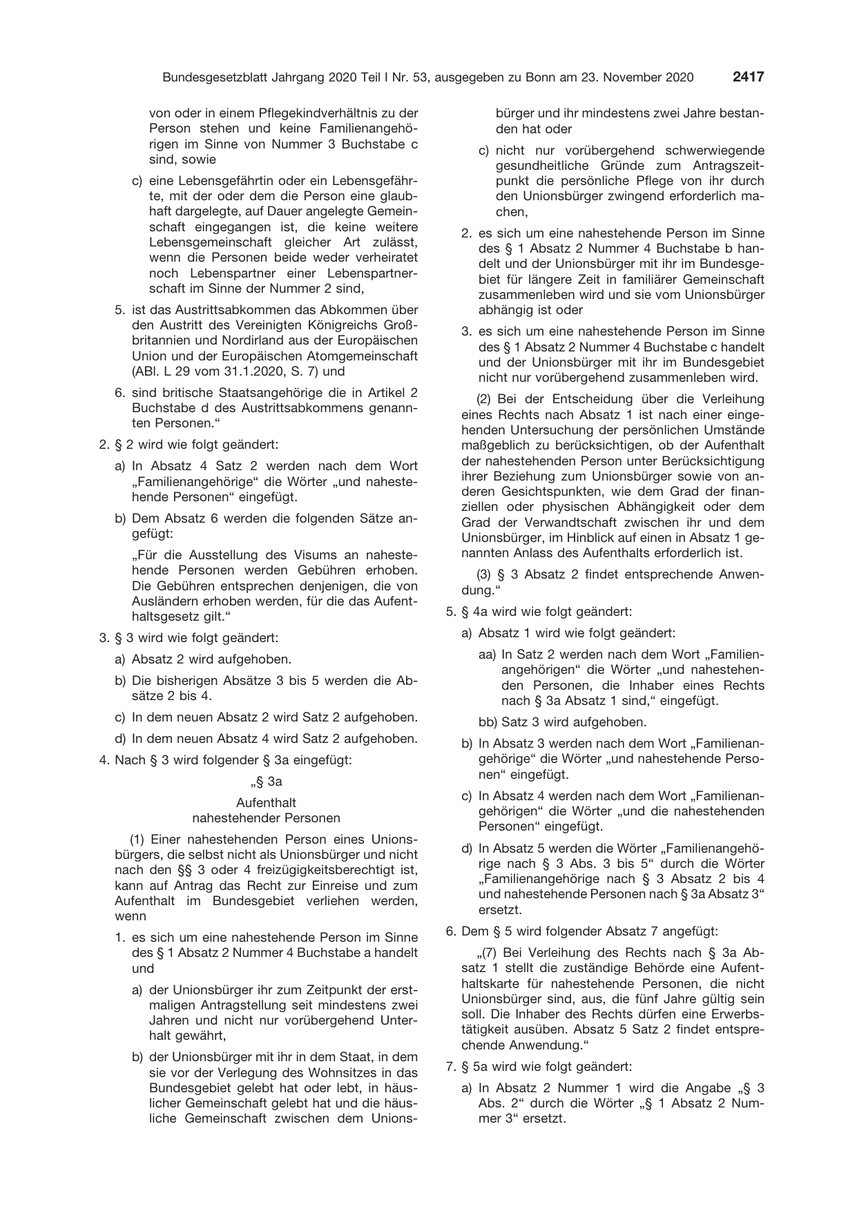 BGBl. 2020, Seite 2417 — Originalseite als Abbildung