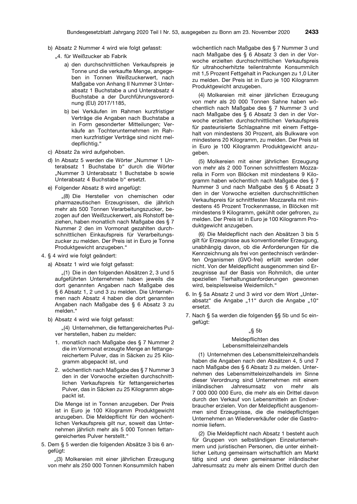 BGBl. 2020, Seite 2433 — Originalseite als Abbildung
