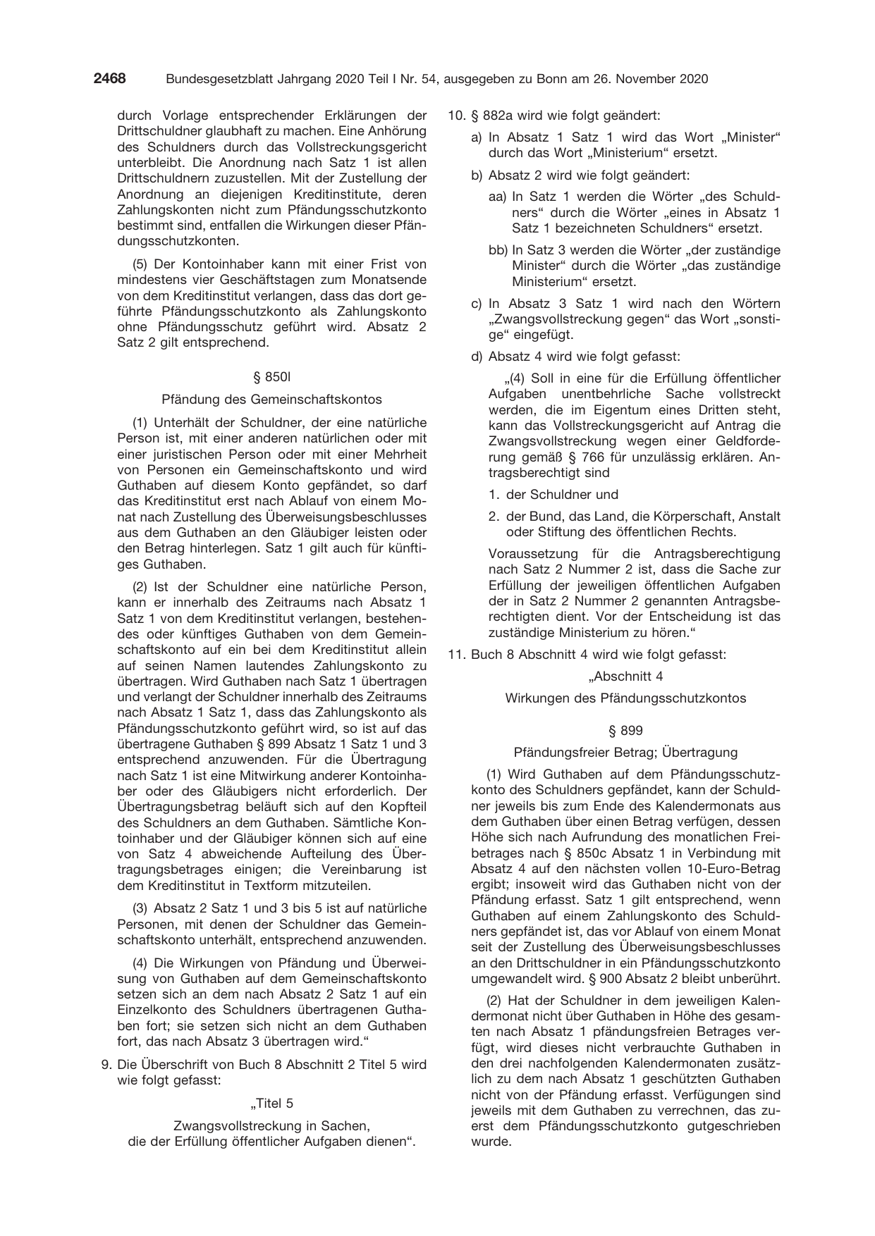 BGBl. 2020, Seite 2468 — Originalseite als Abbildung