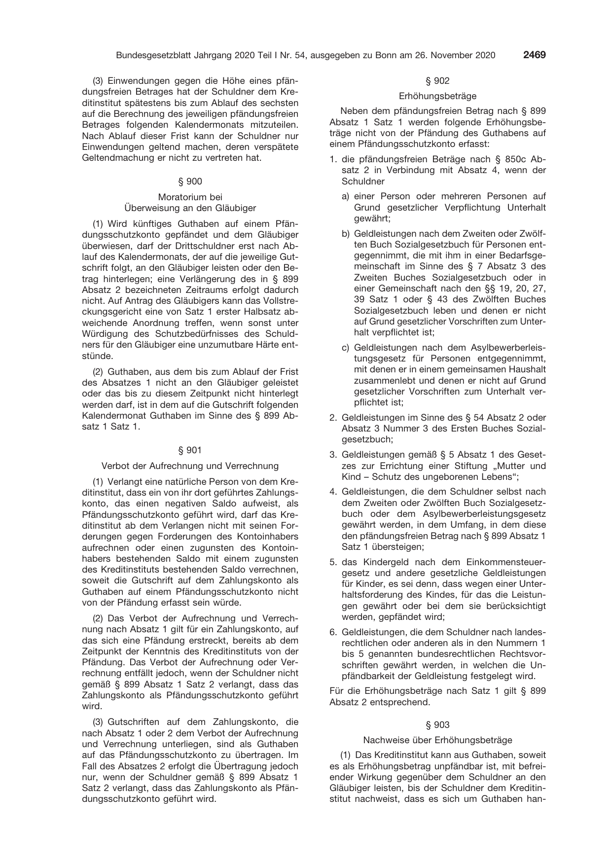 BGBl. 2020, Seite 2469 — Originalseite als Abbildung