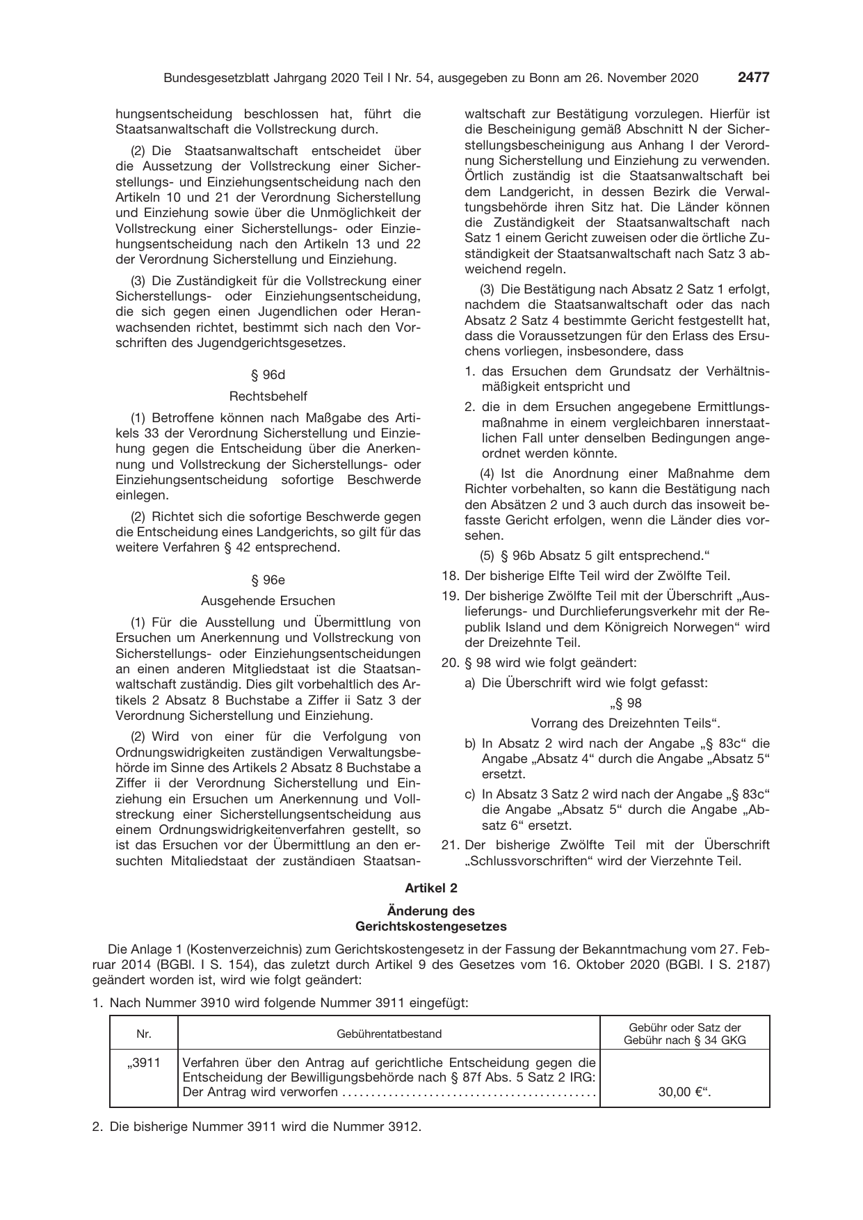 BGBl. 2020, Seite 2477 — Originalseite als Abbildung