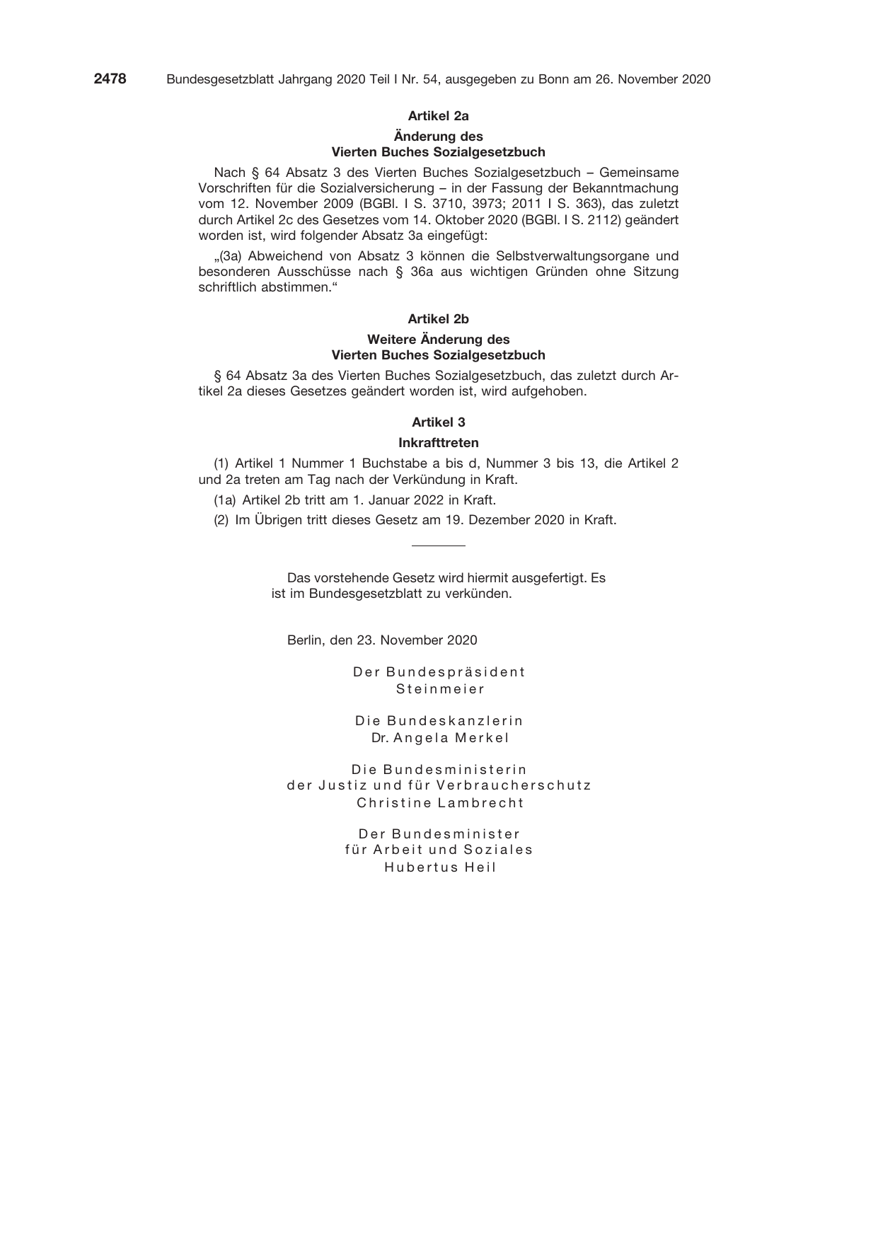 BGBl. 2020, Seite 2478 — Originalseite als Abbildung