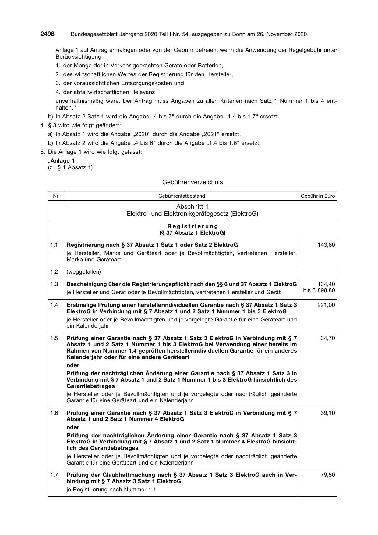 BGBl. 2020, Seite 2498 — Originalseite als Abbildung