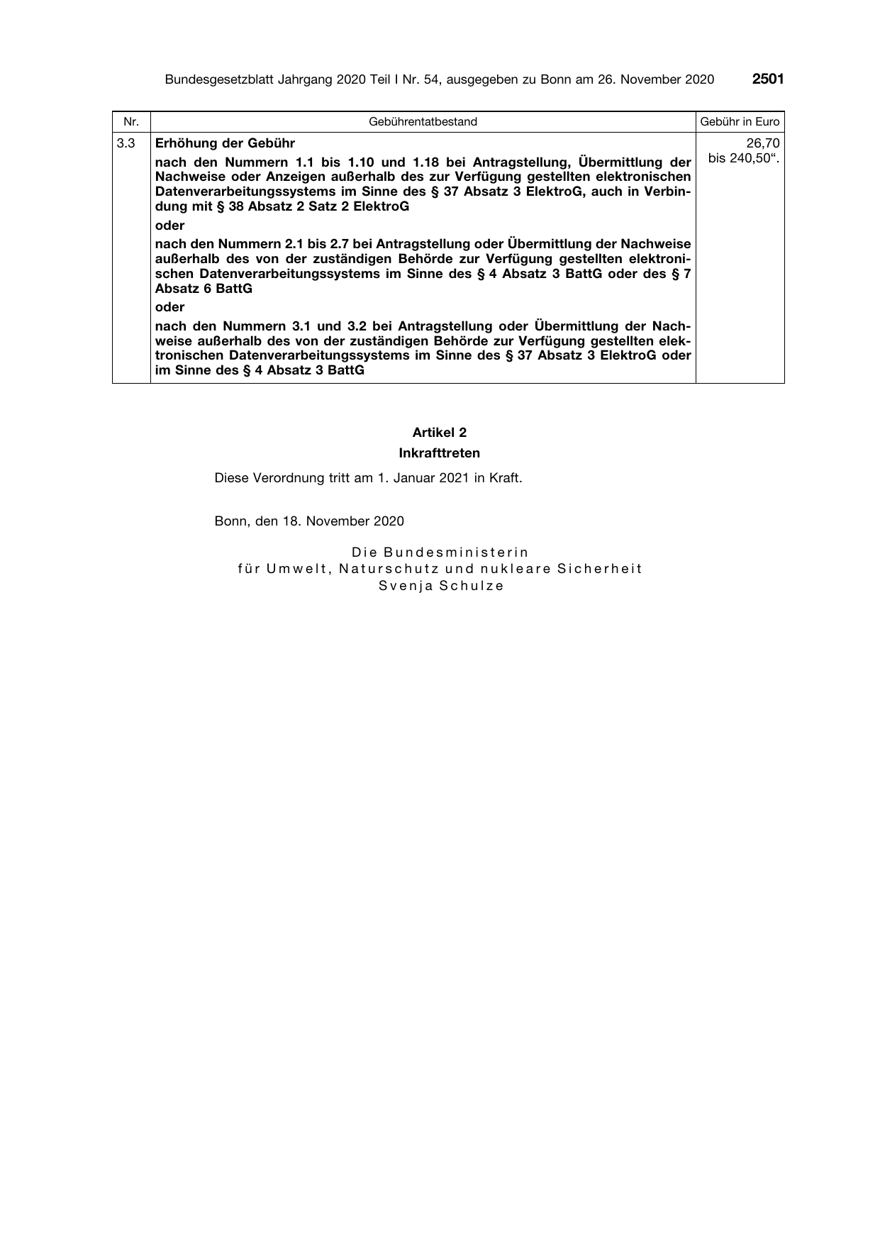 BGBl. 2020, Seite 2501 — Originalseite als Abbildung