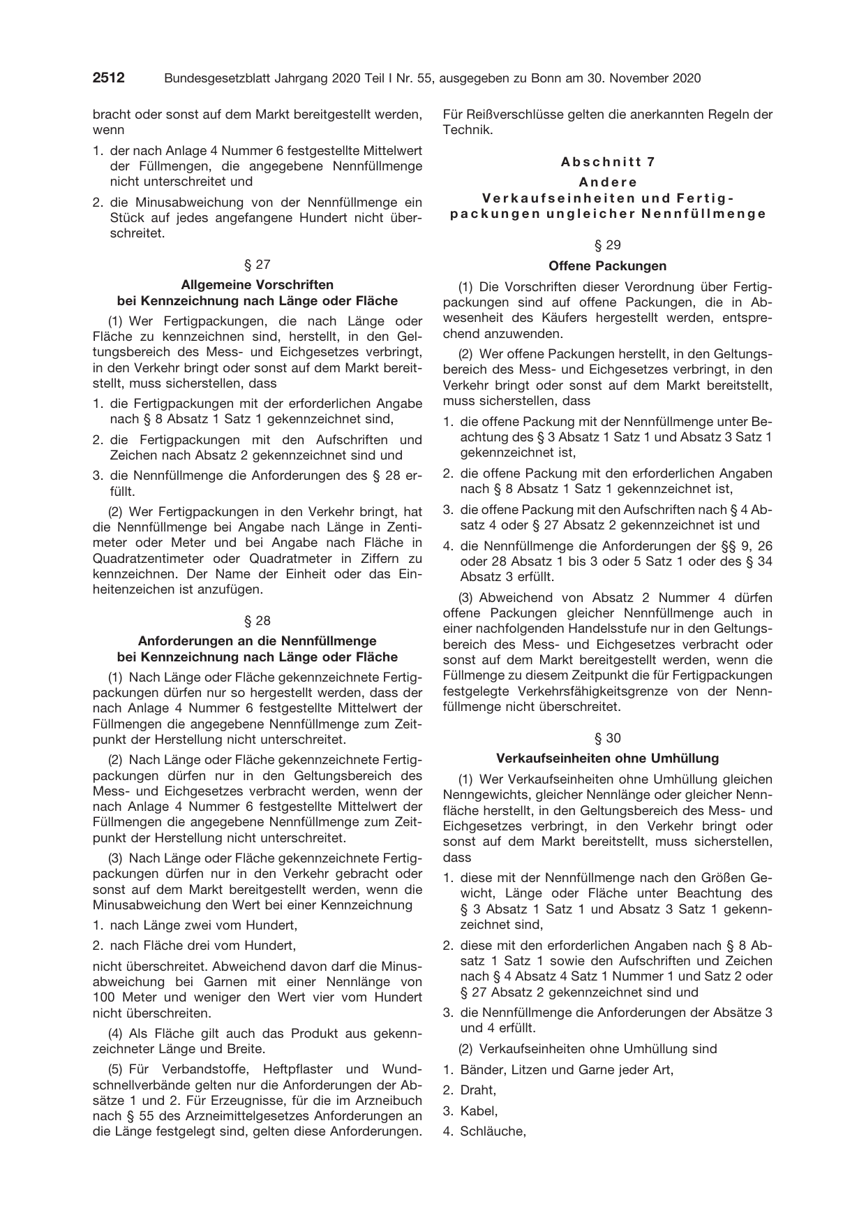 BGBl. 2020, Seite 2512 — Originalseite als Abbildung