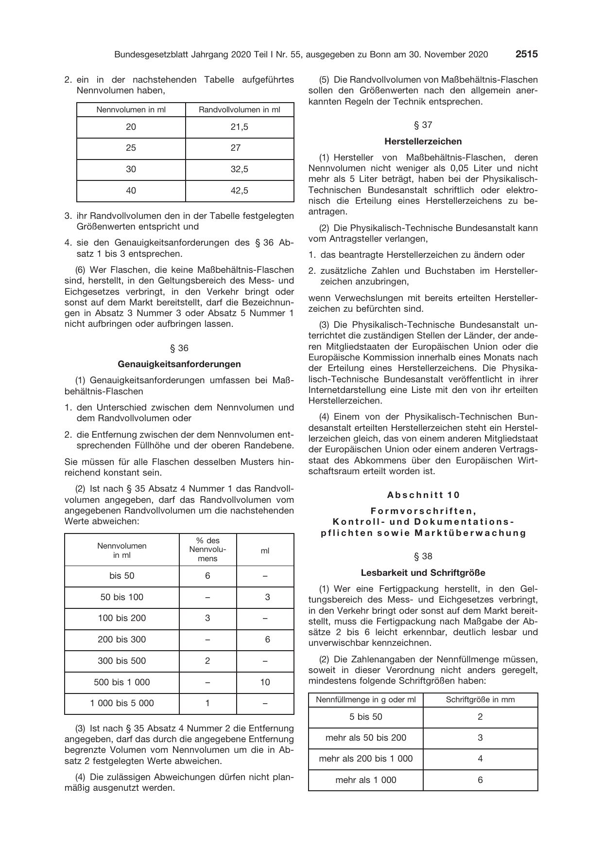 BGBl. 2020, Seite 2515 — Originalseite als Abbildung