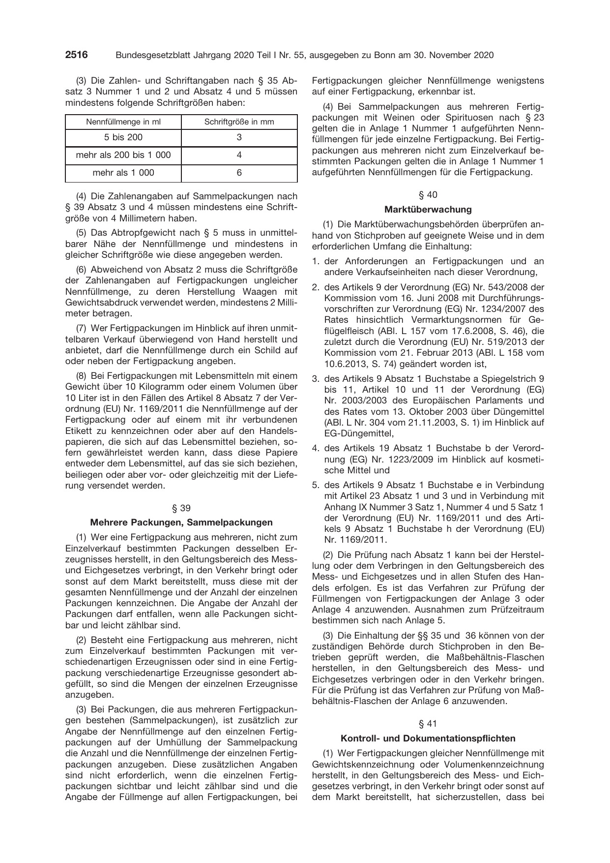 BGBl. 2020, Seite 2516 — Originalseite als Abbildung