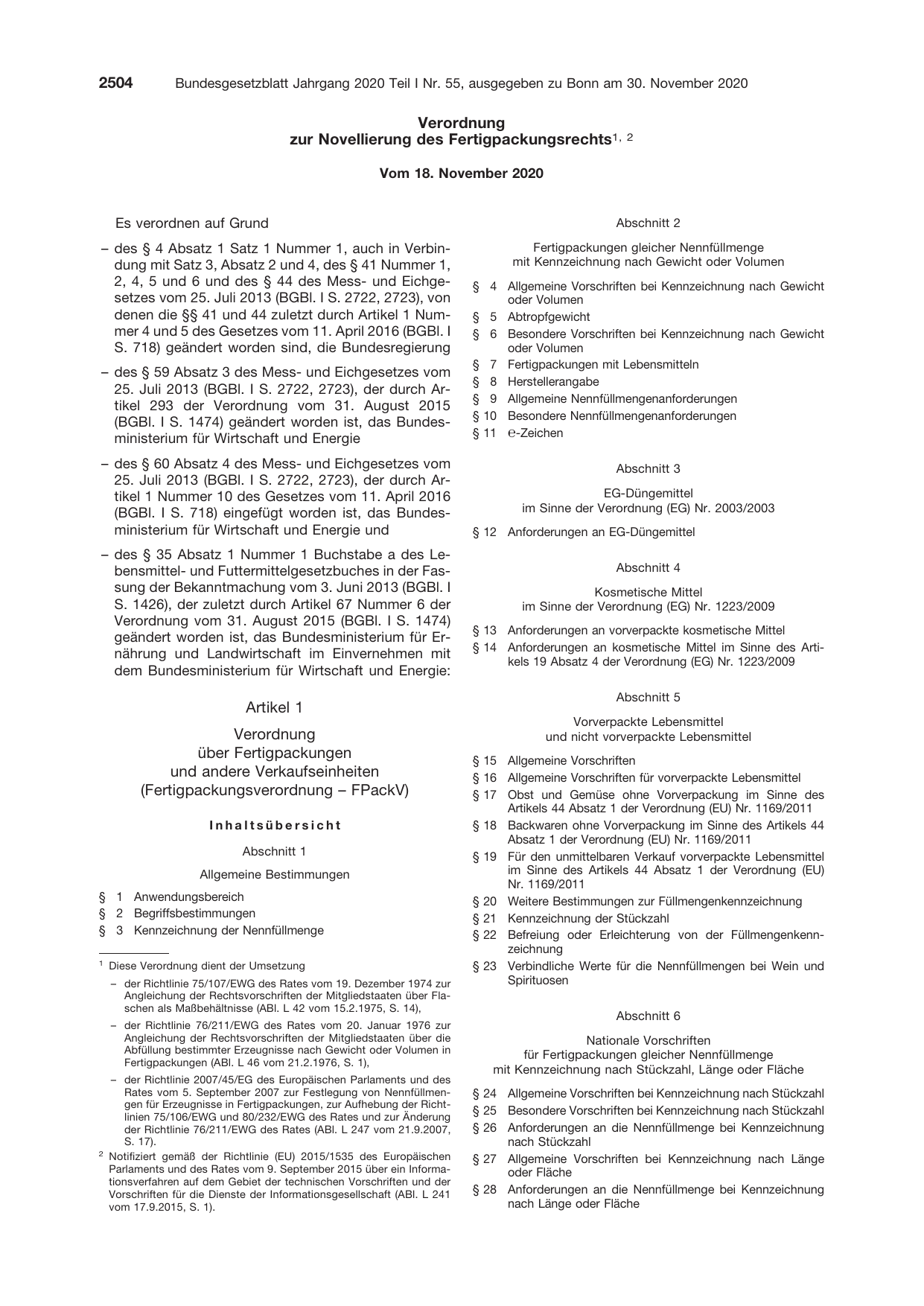 BGBl. 2020, Seite 2504 — Originalseite als Abbildung