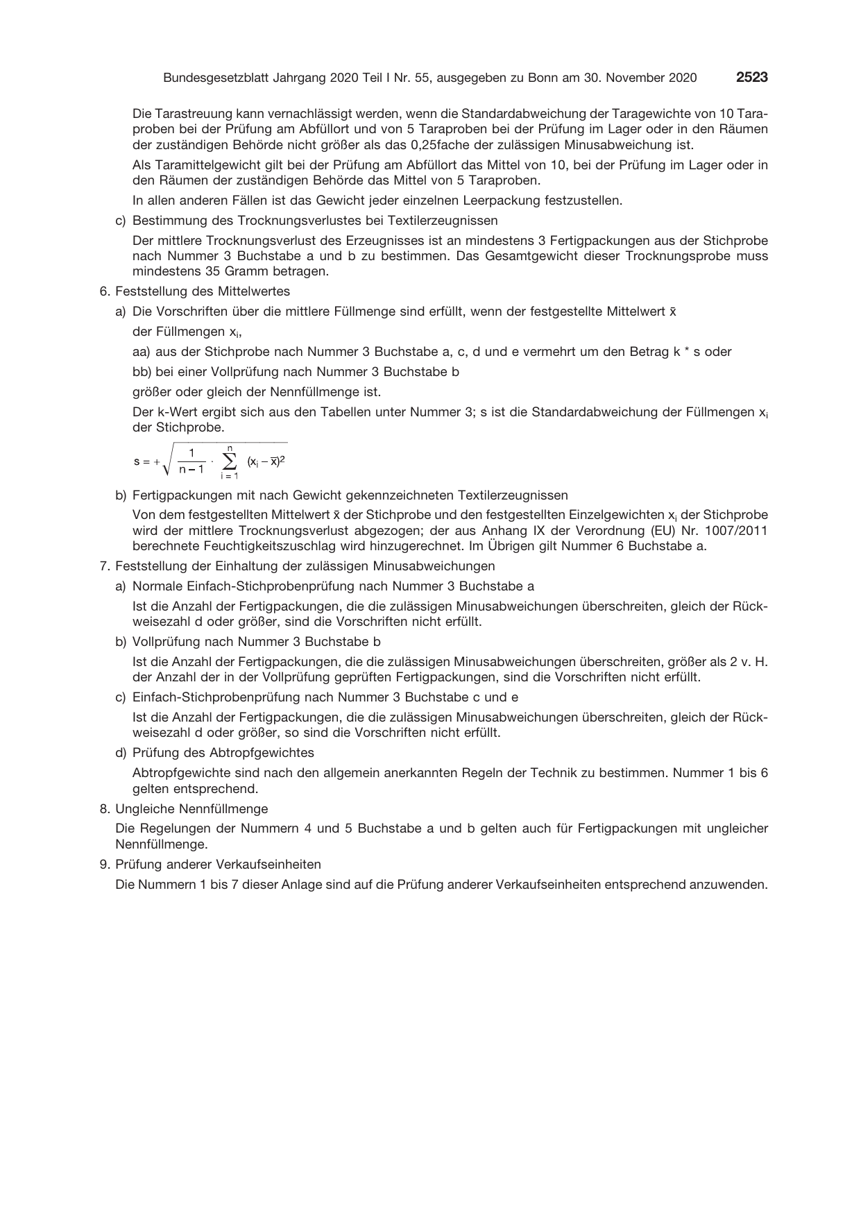 BGBl. 2020, Seite 2523 — Originalseite als Abbildung