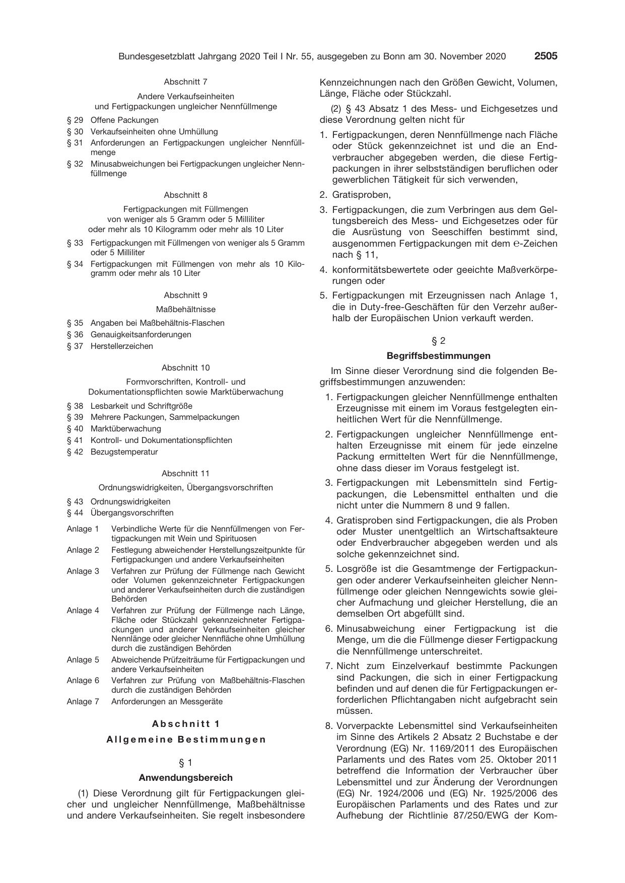 BGBl. 2020, Seite 2505 — Originalseite als Abbildung