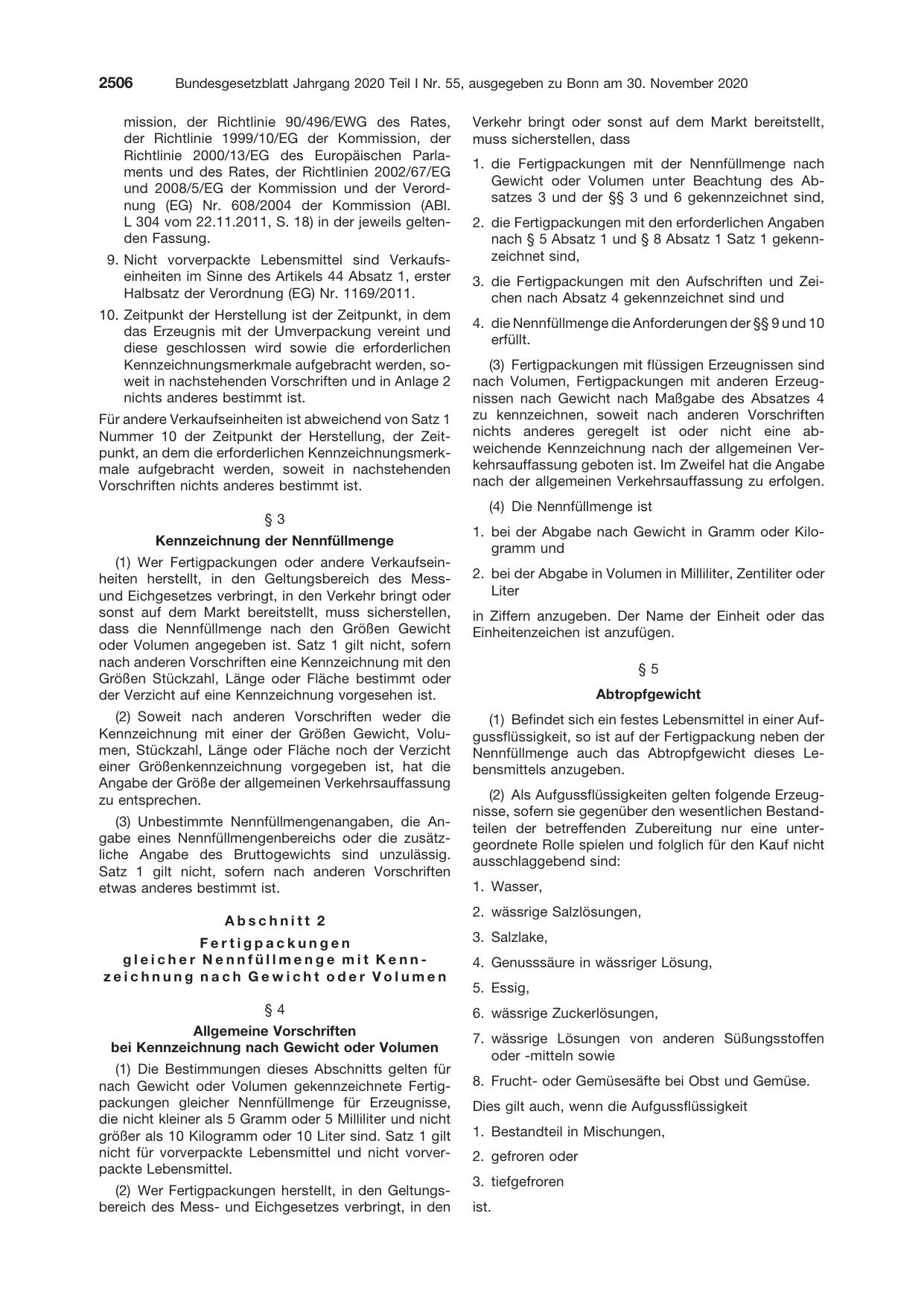 BGBl. 2020, Seite 2506 — Originalseite als Abbildung