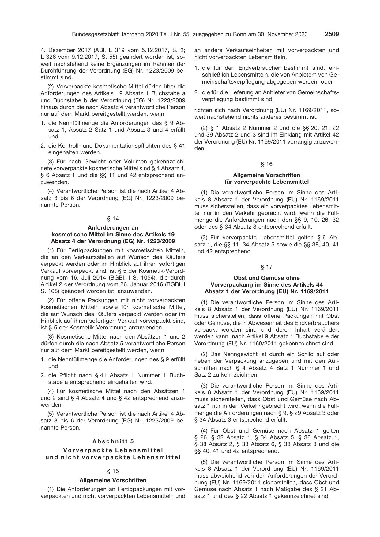 BGBl. 2020, Seite 2509 — Originalseite als Abbildung