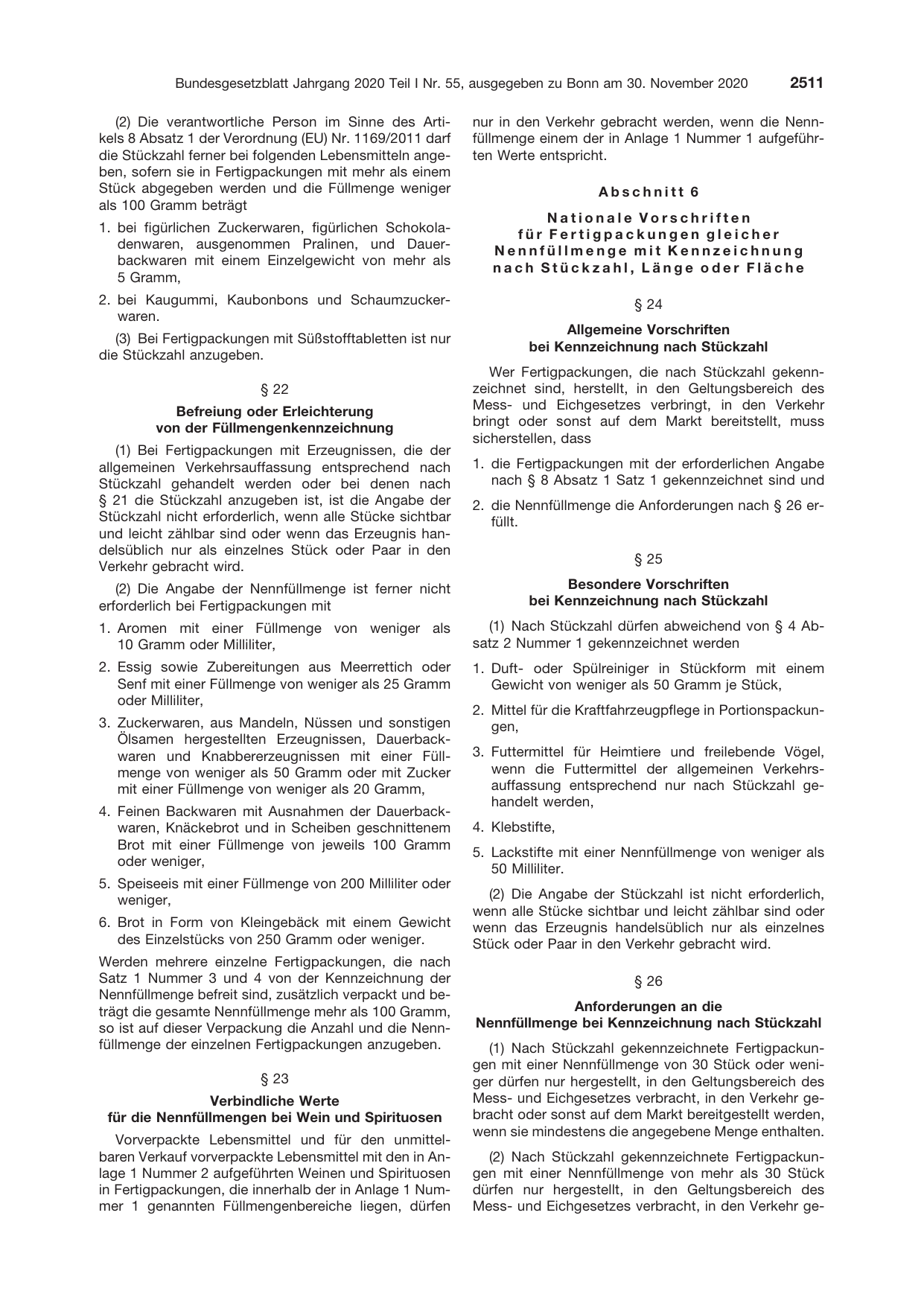 BGBl. 2020, Seite 2511 — Originalseite als Abbildung
