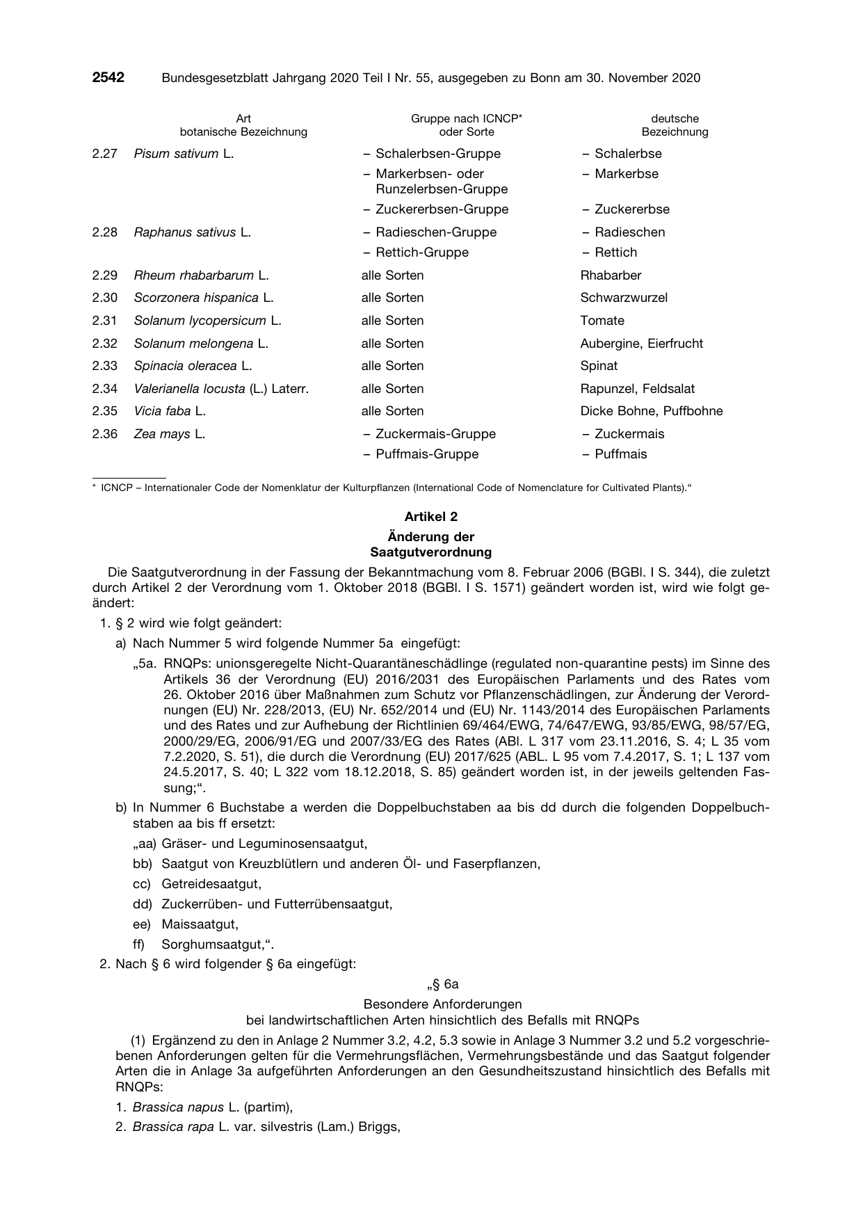 BGBl. 2020, Seite 2542 — Originalseite als Abbildung