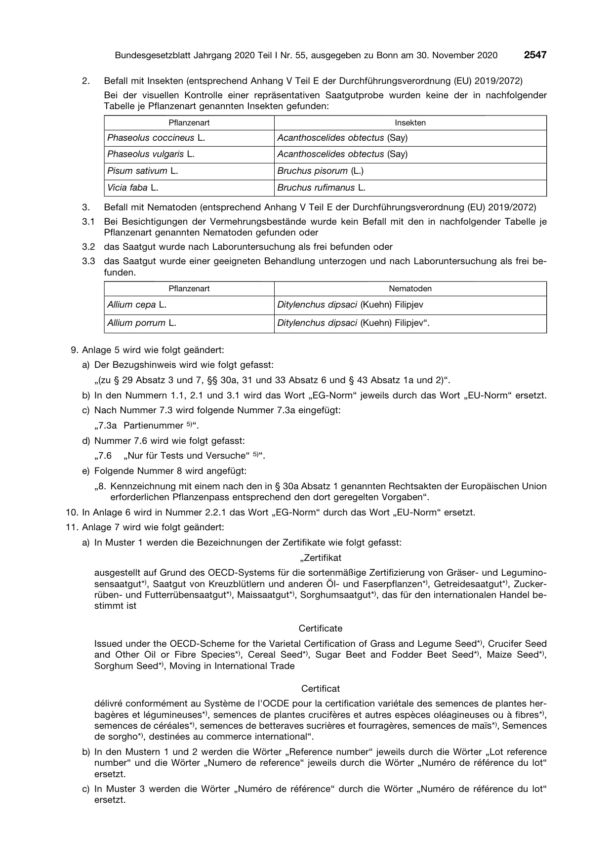 BGBl. 2020, Seite 2547 — Originalseite als Abbildung
