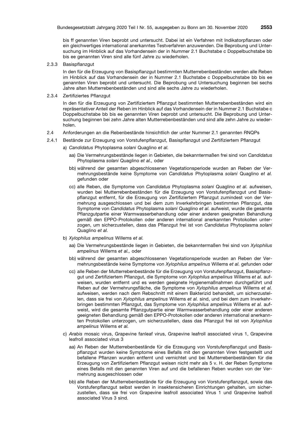 BGBl. 2020, Seite 2553 — Originalseite als Abbildung