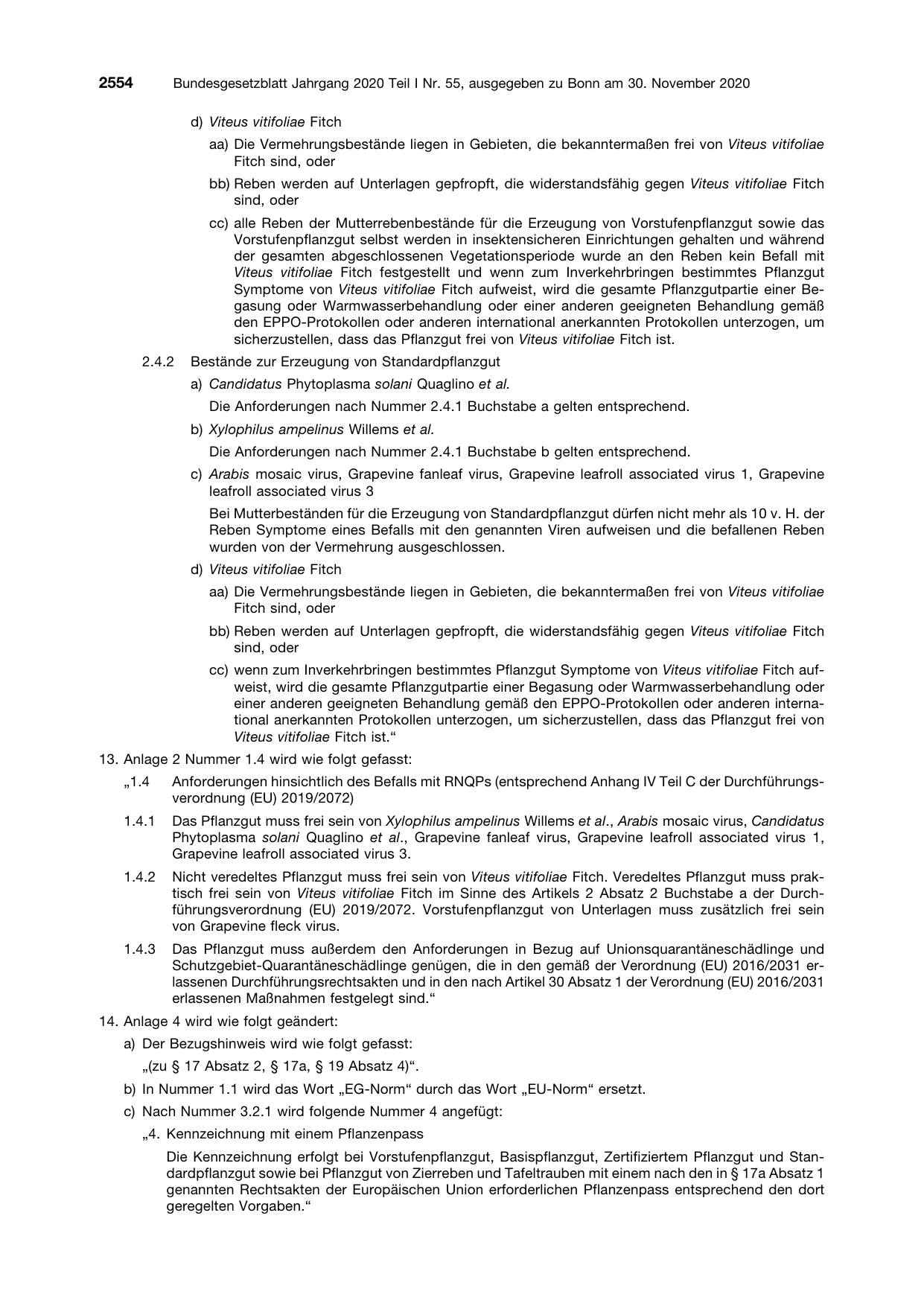 BGBl. 2020, Seite 2554 — Originalseite als Abbildung