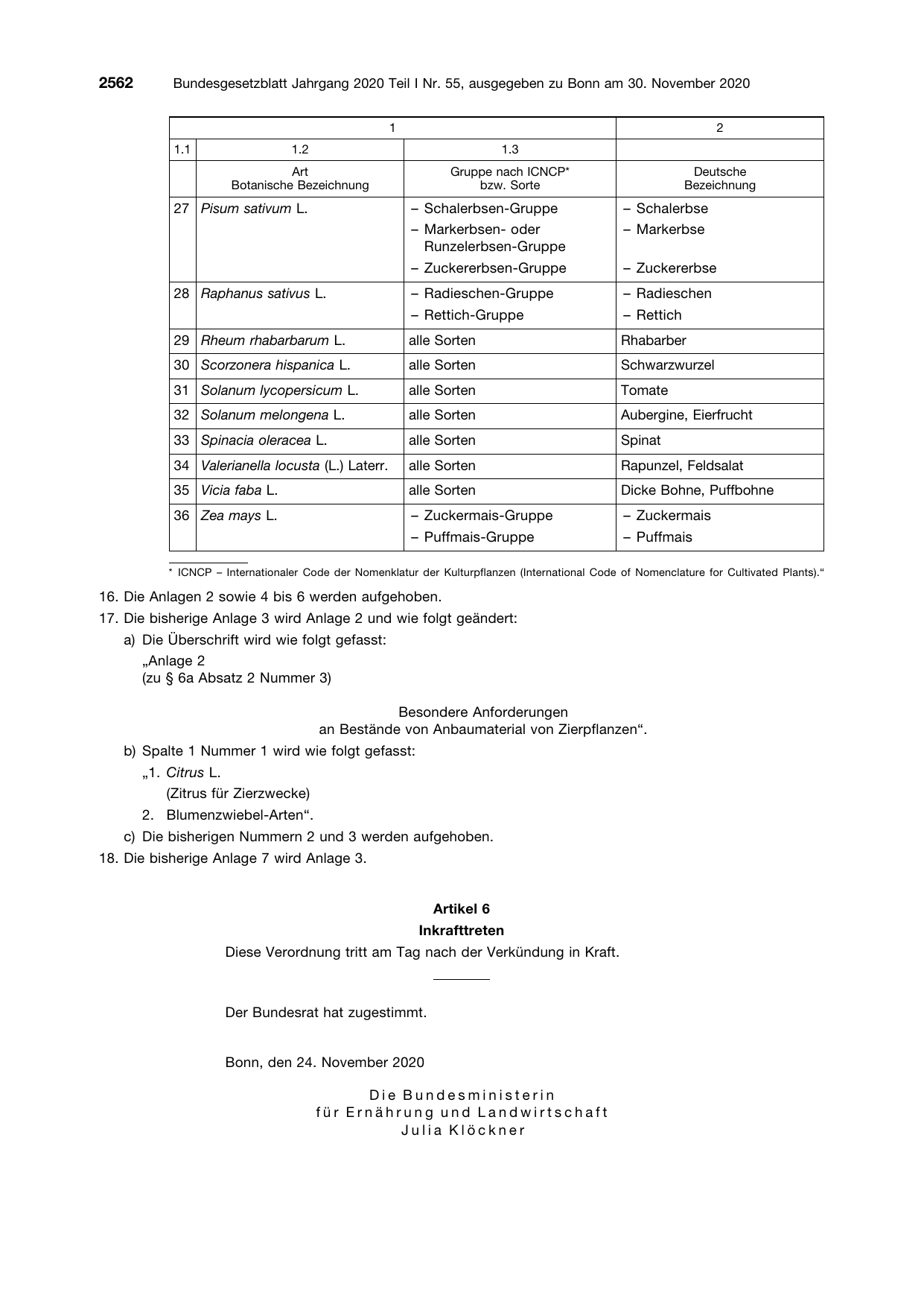 BGBl. 2020, Seite 2562 — Originalseite als Abbildung